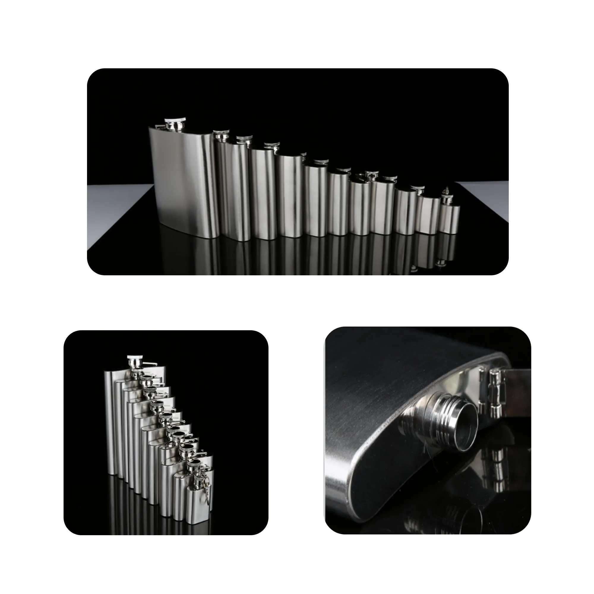 MOQ 20 PCS 8 OZ Stainless Steel Hip Flask 3