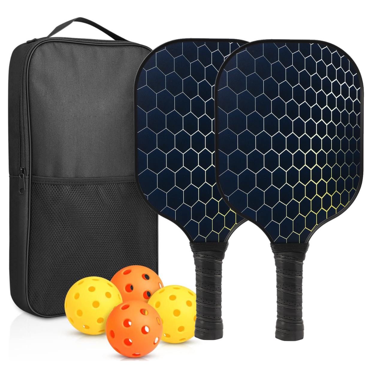 Full Color Premium Fiberglass Pickleball Set with Optional Paddle Carry Case 2
