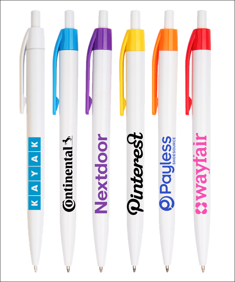 Lincoln White Barrels with Colored Trim Click Pen 2