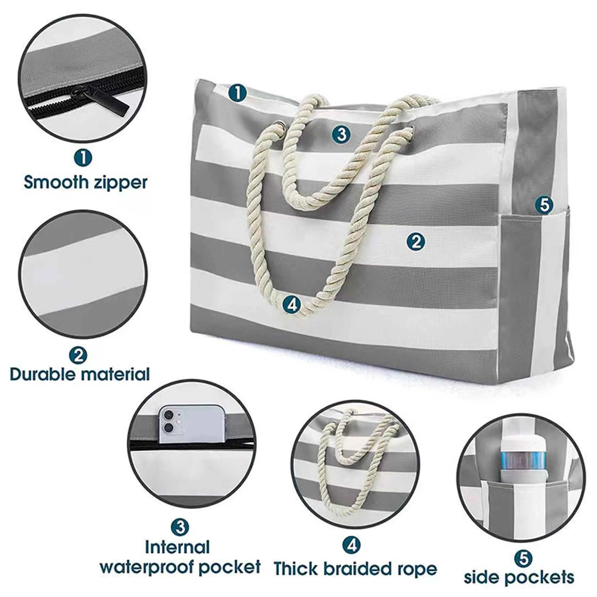 Custom Large Beach Tote Bag, custom tote bag with logo imprint 4