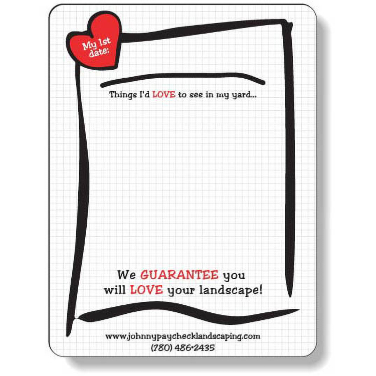 Full Magnetic Back Memo Board, Rectangle 5.5"x7.25" Round Corners, Spot Colour Screen-Printed