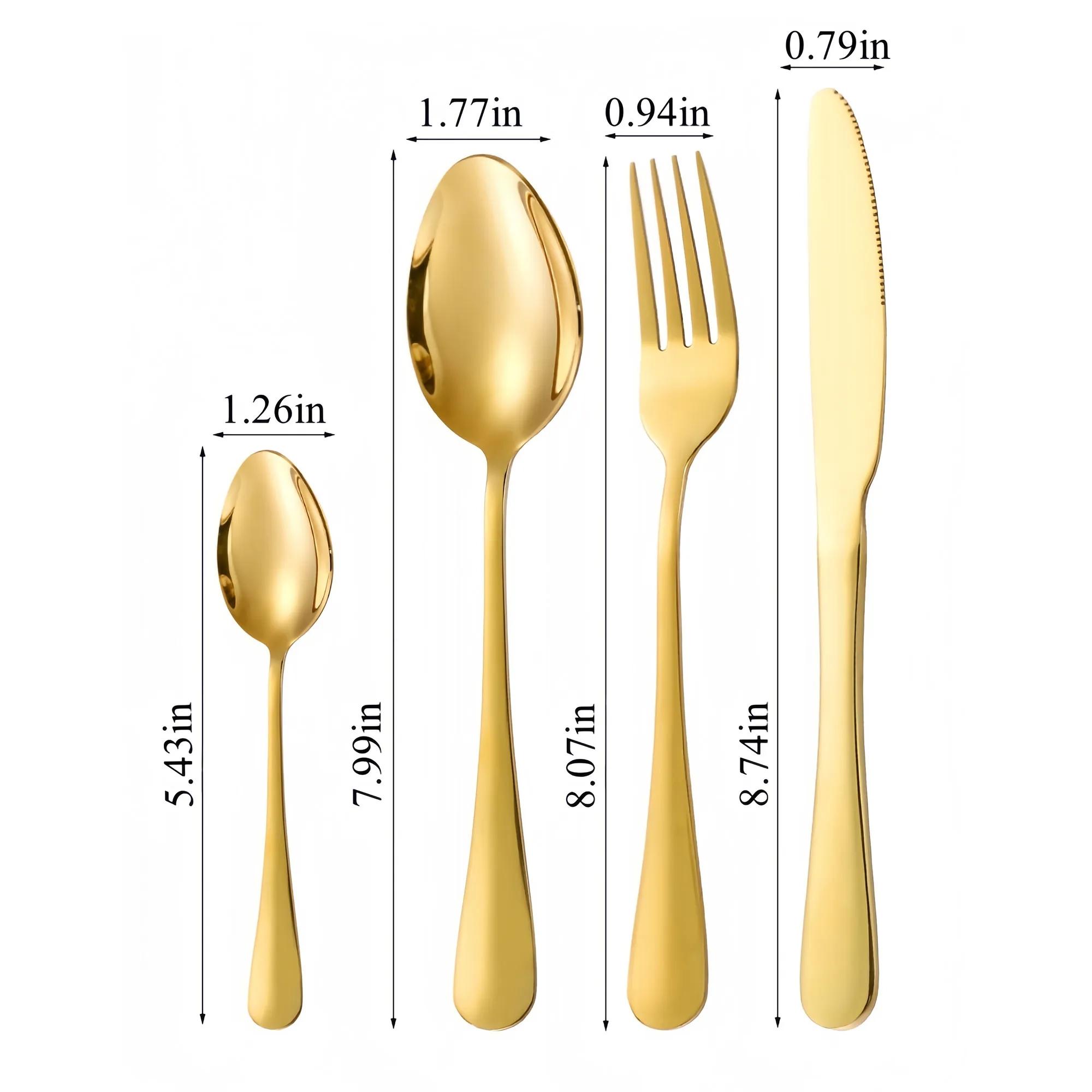 Premium Mirror Polish Cutlery 24Pc Black Gold Box 4