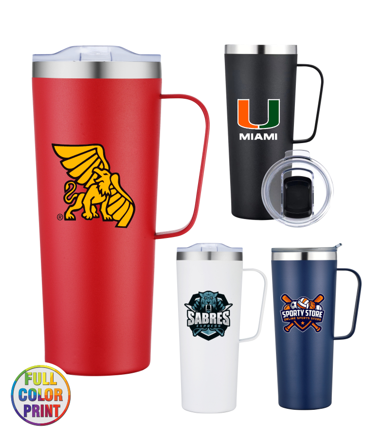 28oz Vacuum Camp Mug Powder Coated Double Wall Stainless Steel - Full Color 1