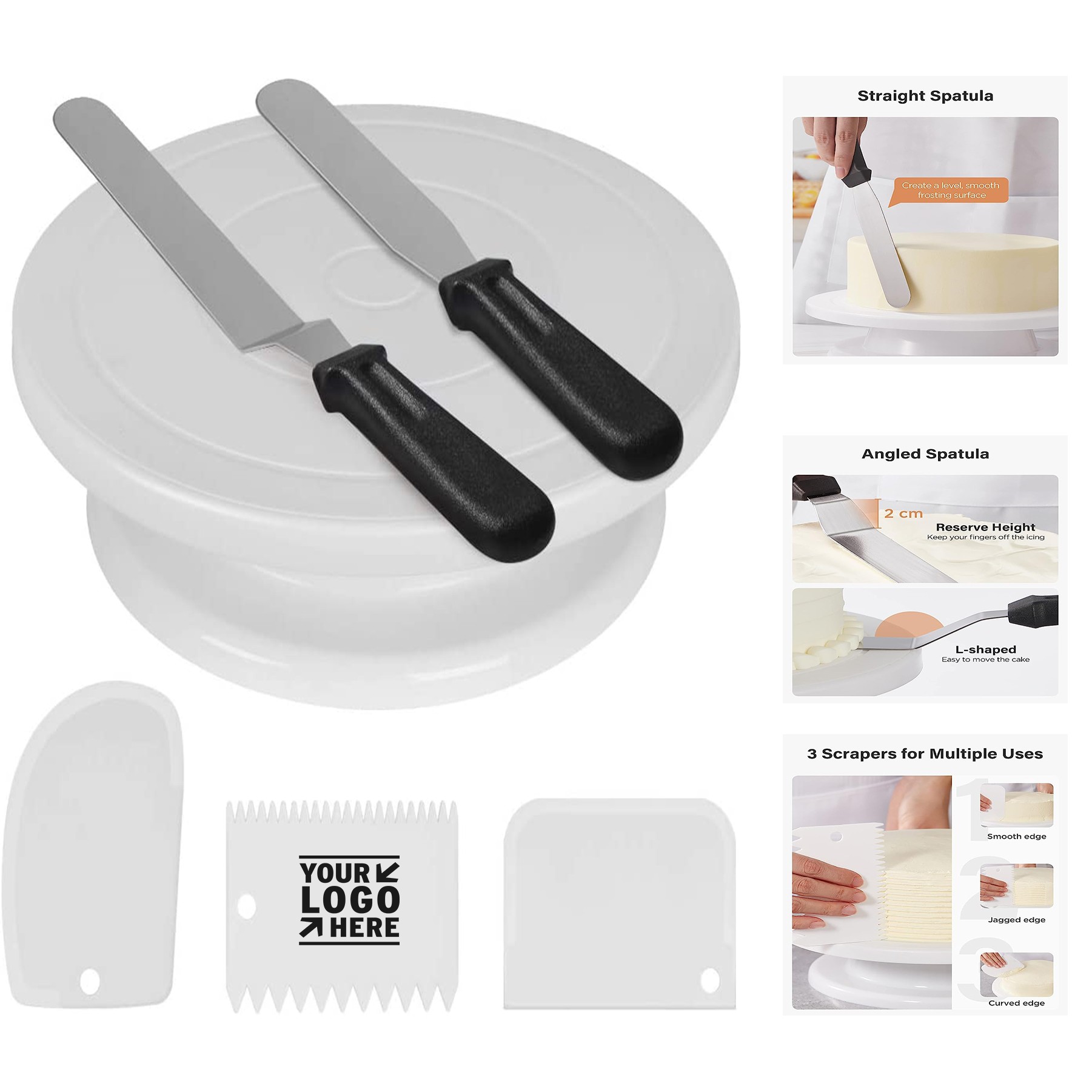 Cake Turntable Smoother Scrapers Baking Accessories Tools 2