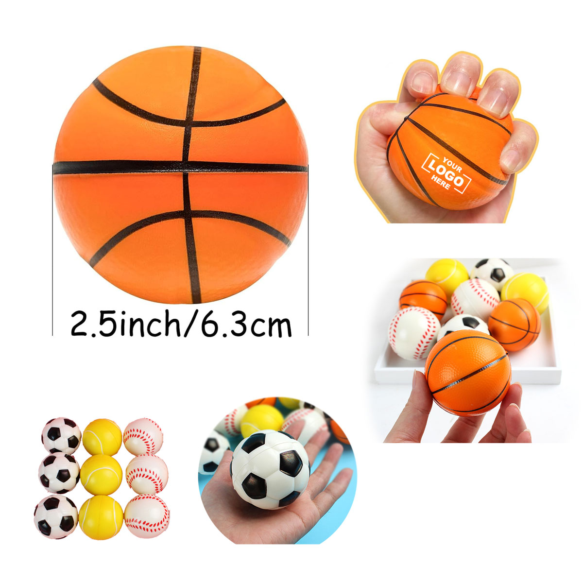 PU Anti-Stress Basketball, Baseball, Football &Tennis Ball 4