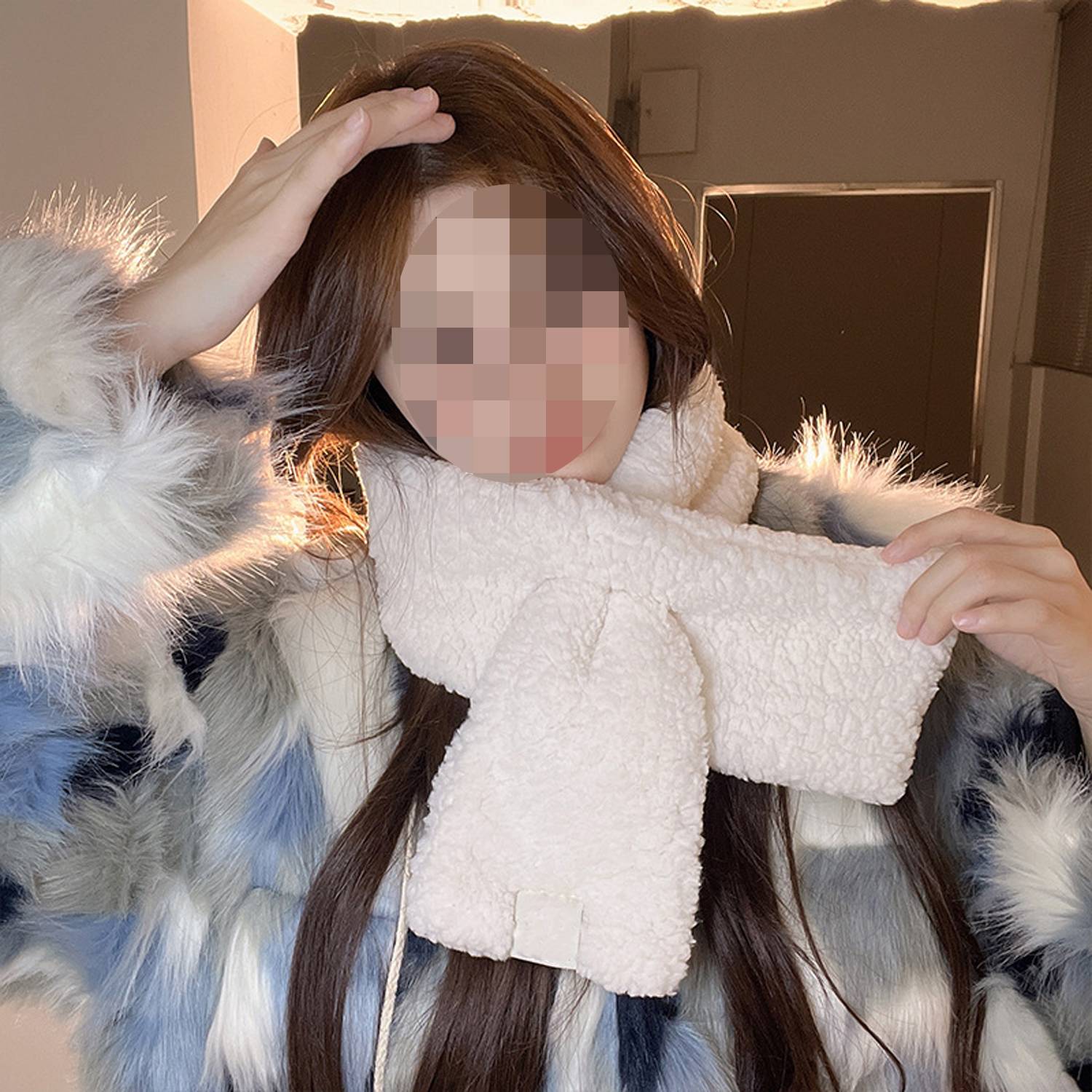 Winter Soft Lamb Wool Neck Warmer Scarf 4