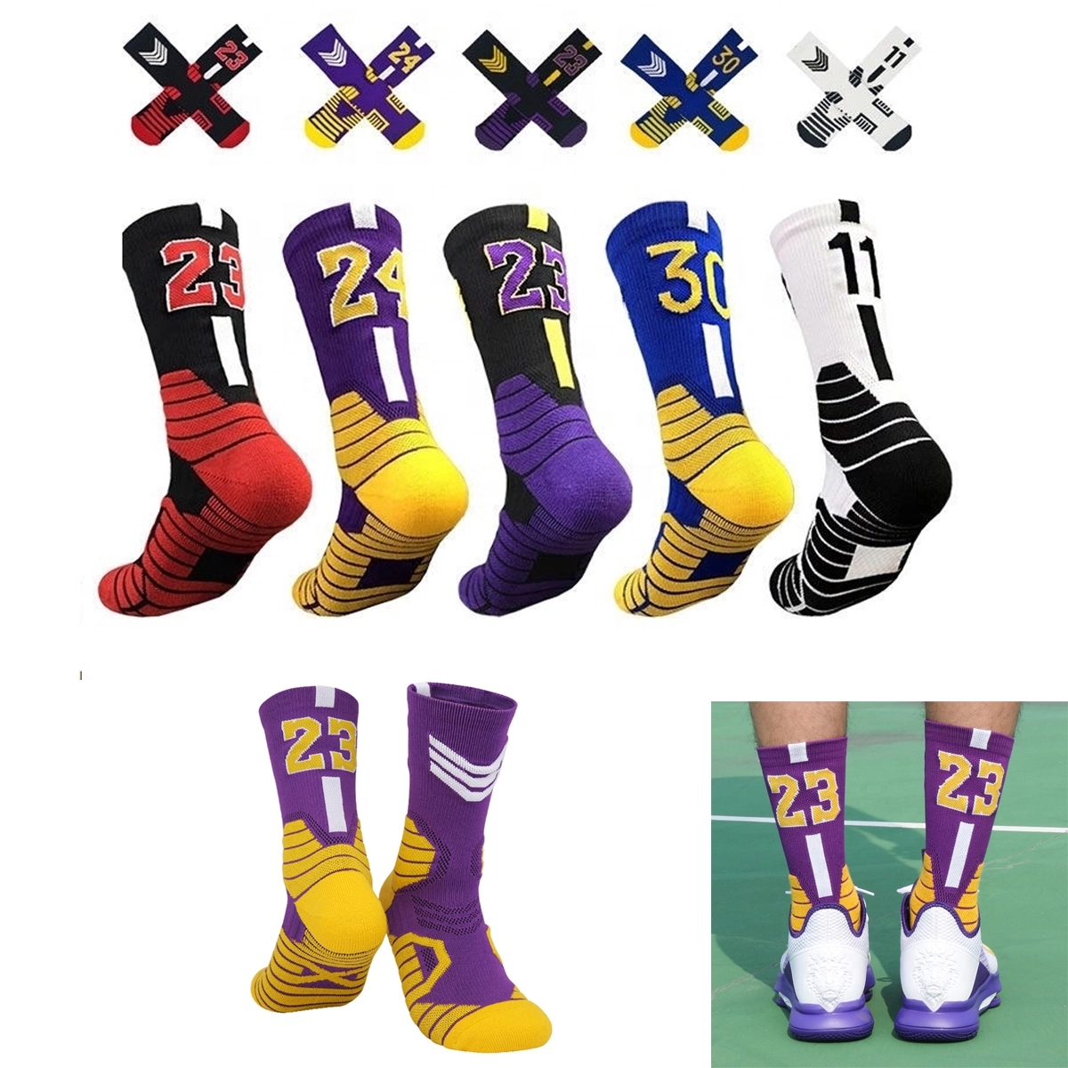 Athletic Sports Crew Socks With 3D Ankle Protection 2