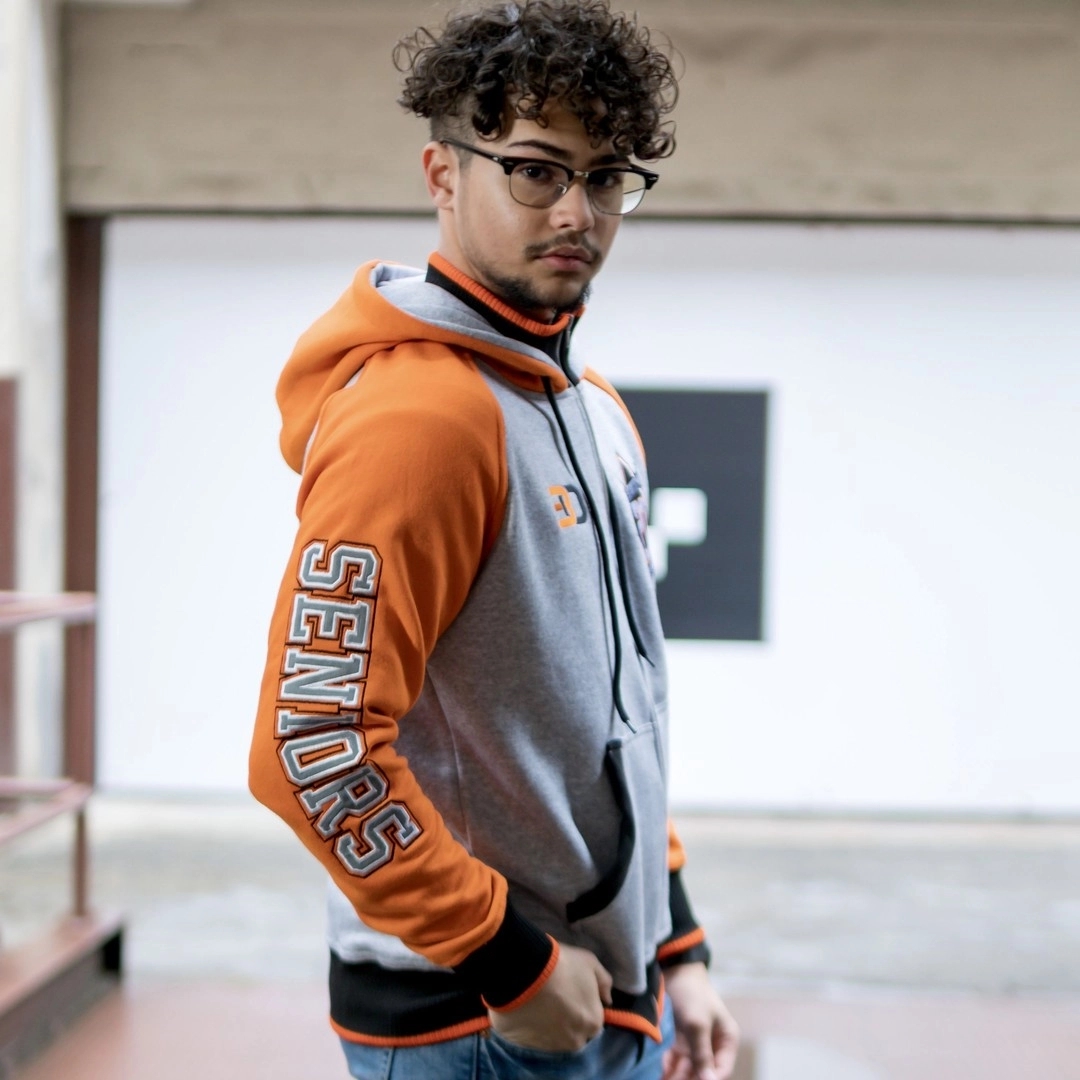 Custom Cotton Hoodie With Varsity Collar 2