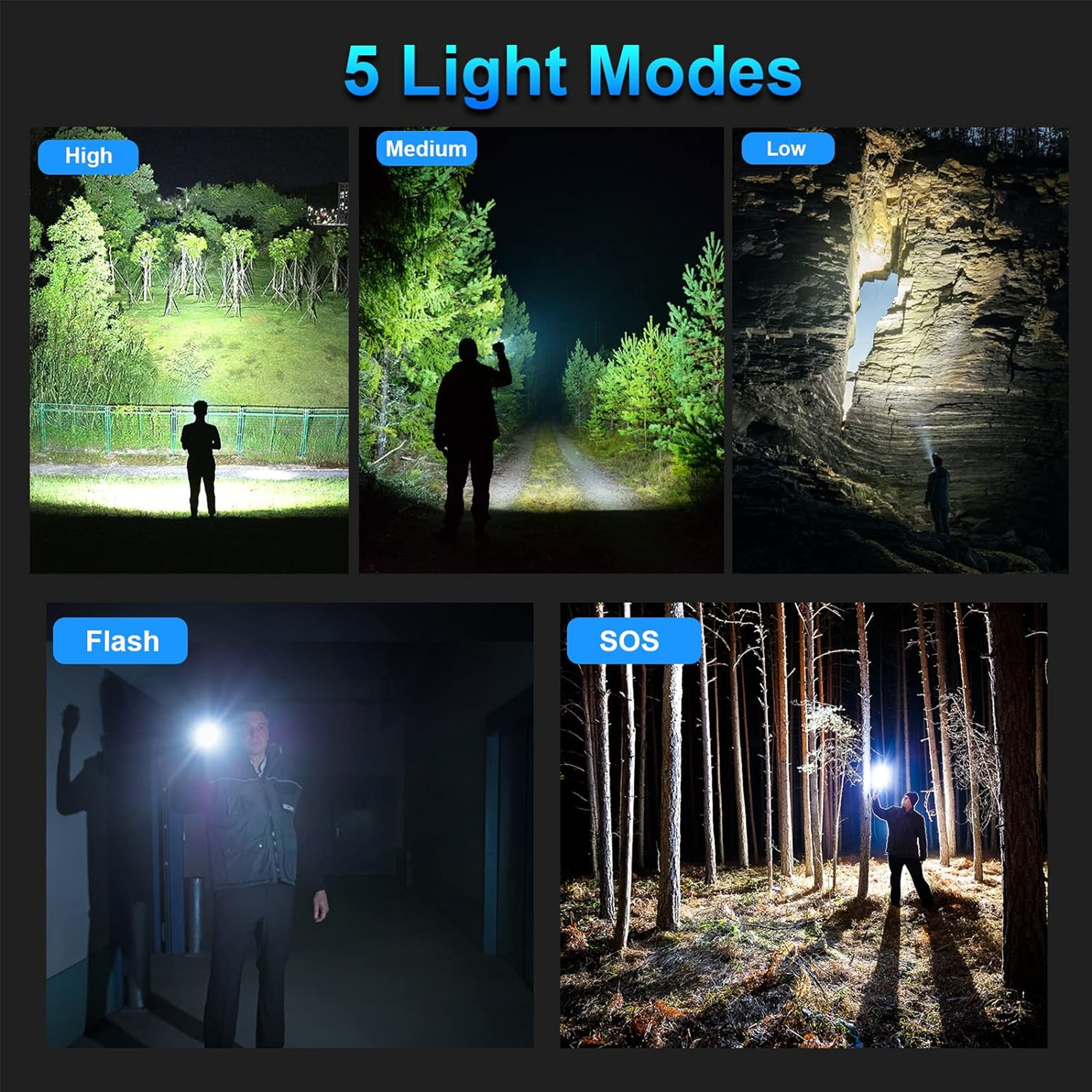 Rechargeable Flashlights With 5 Modes 4