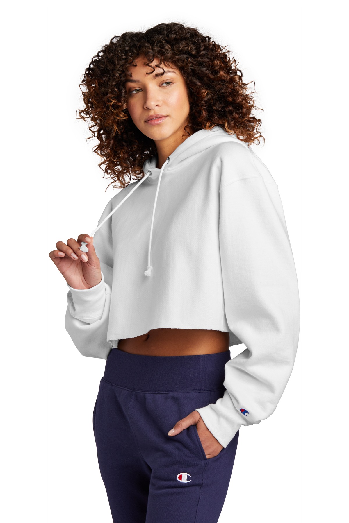 Champion Women's Reverse Weave Cropped Cut-Off Hooded Sweatshirt RW01W 3