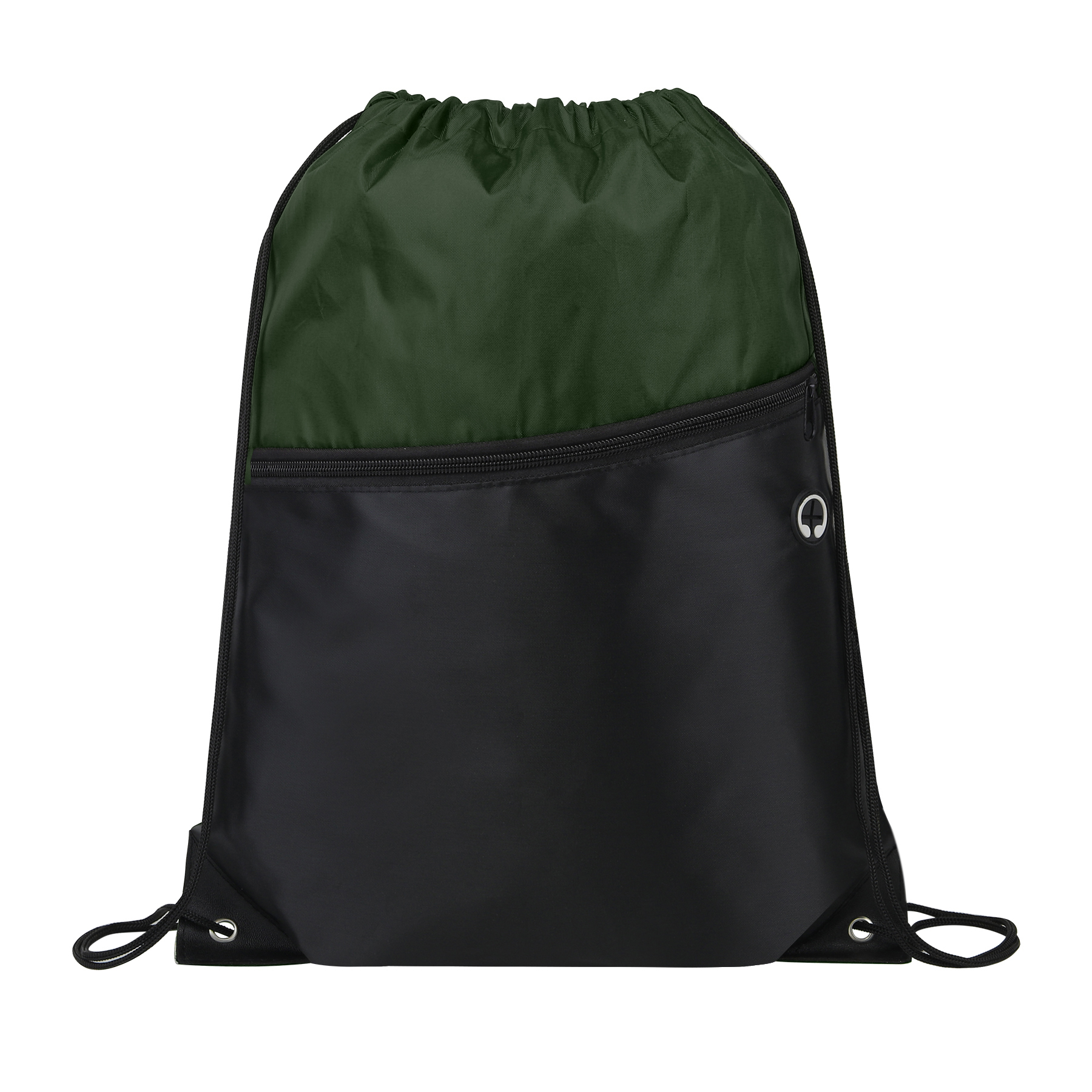 Two-Tone Drawstring Backpack With Front Zipper 18