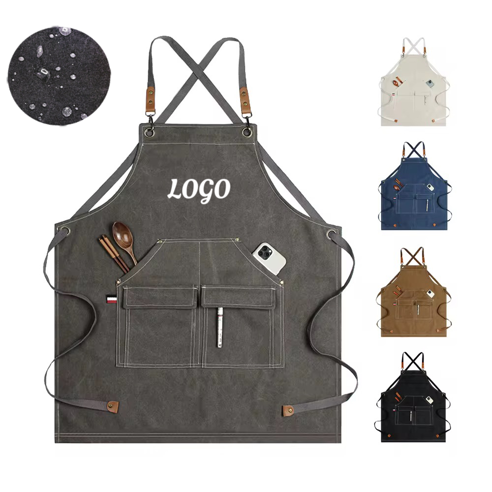 MOQ 10 pcs Water and Oil Resistant Canvas Apron 3
