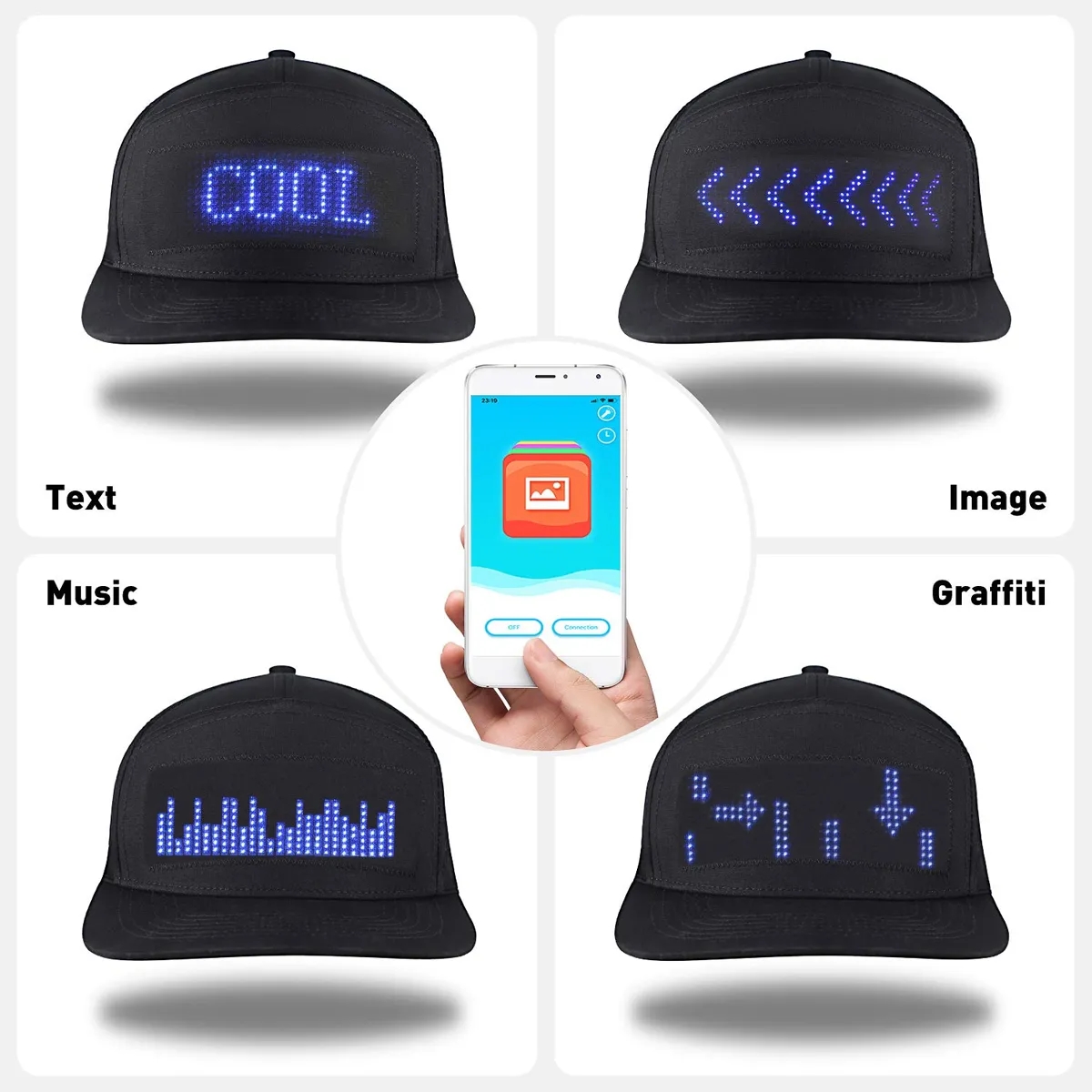 Animated Bluetooth Led Sign Hat Caps 3