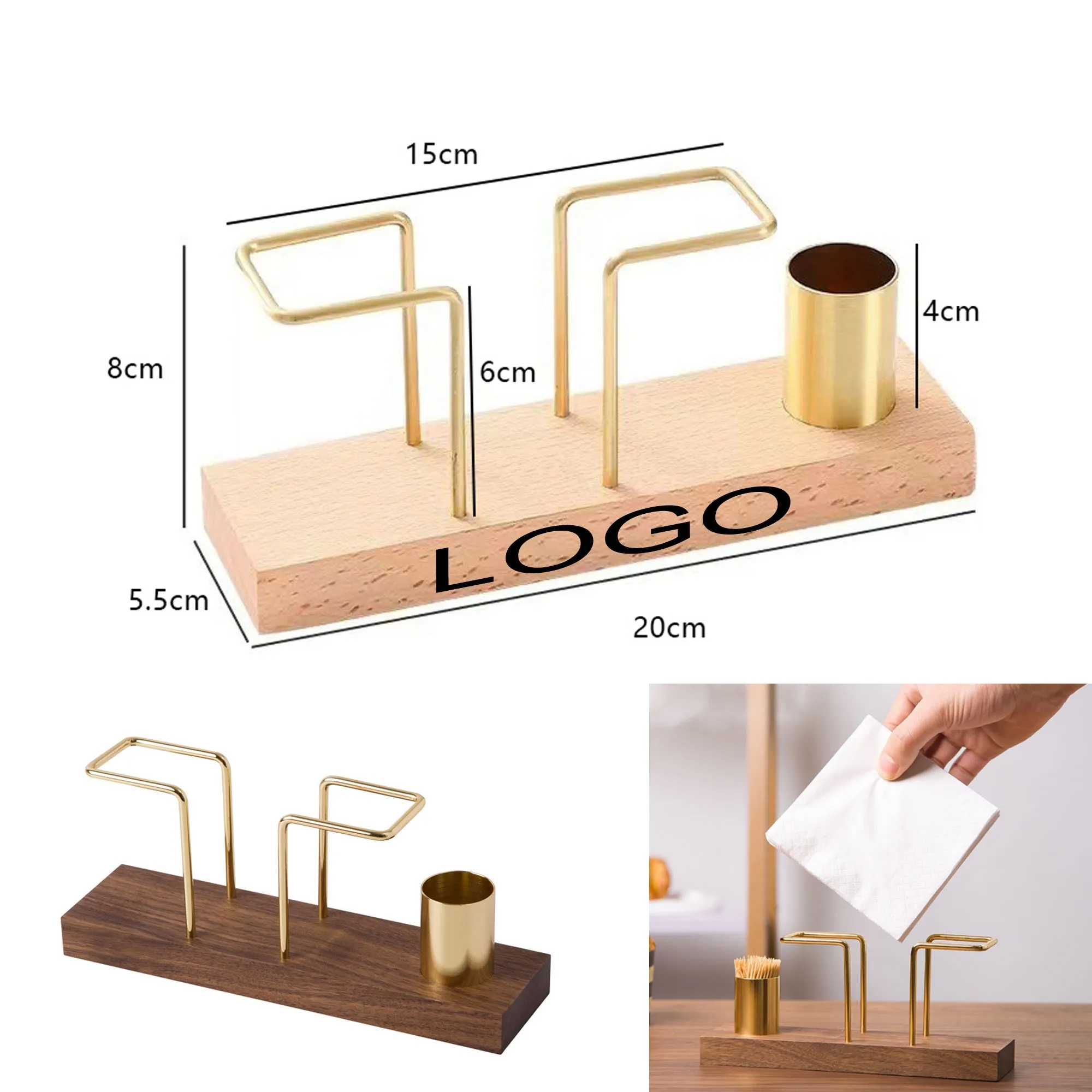 Wood Vertical Napkin Holder With Toothpick Dispenser 1