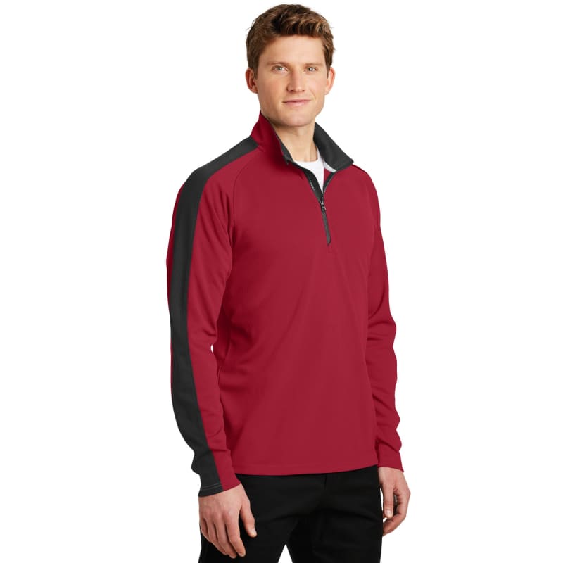 Sport-Tek Sport-Wick Textured Colorblock 1/4-Zip Pullover. 14