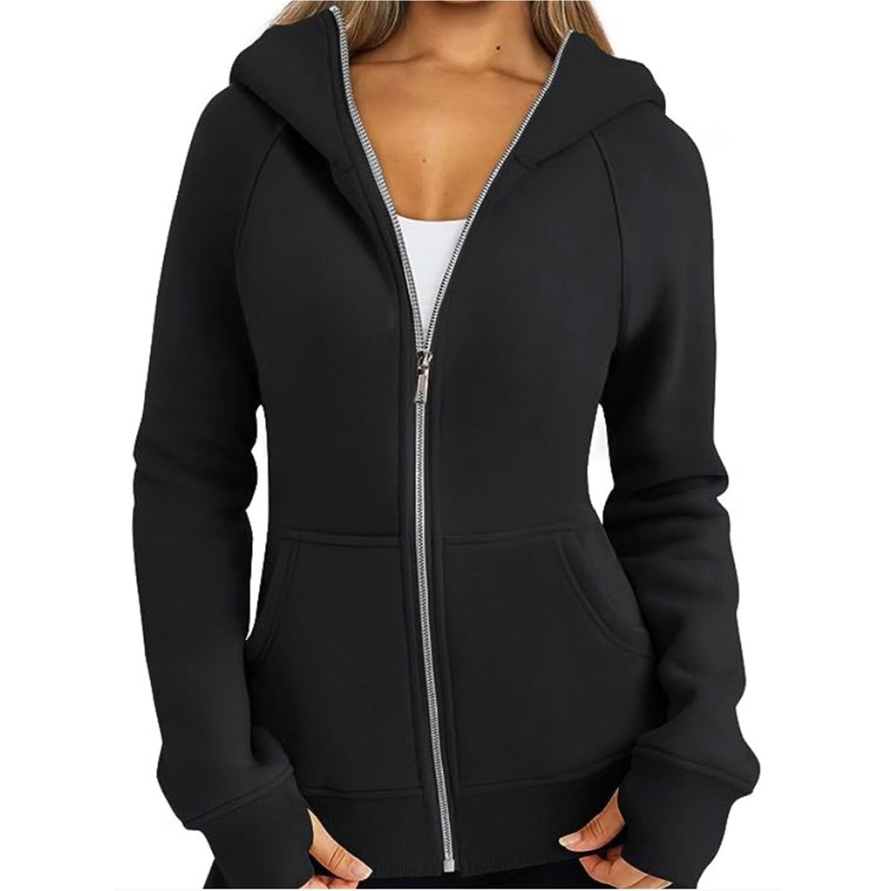Women Zip Up Hoody Fleece Jacket 7