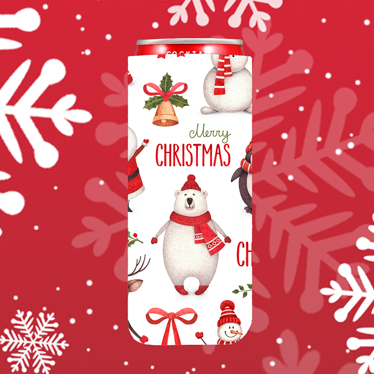 Christmas Neoprene Slim Can Coolers 2