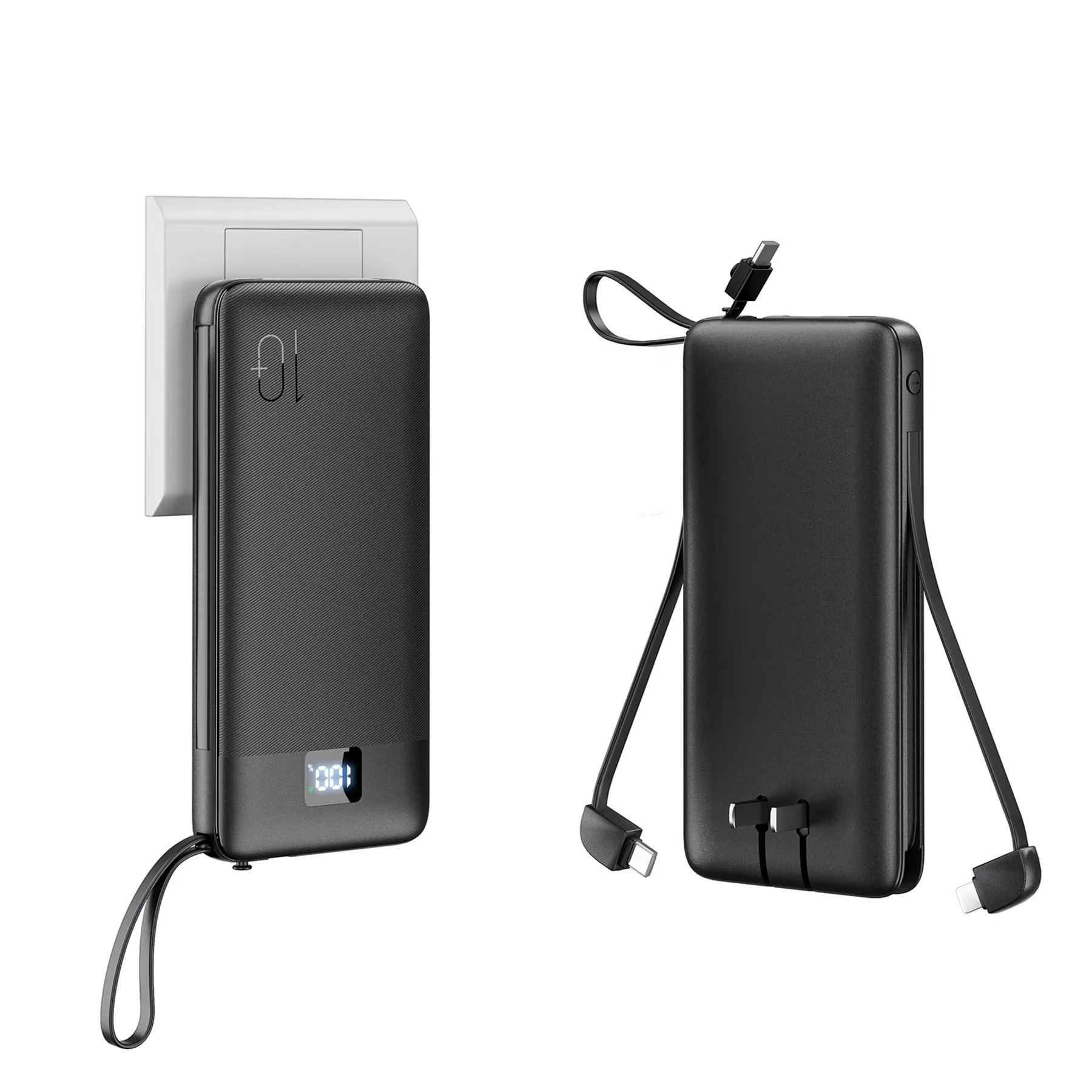 10000 mAh Built-in Charging Cables Power Bank with Plug 5