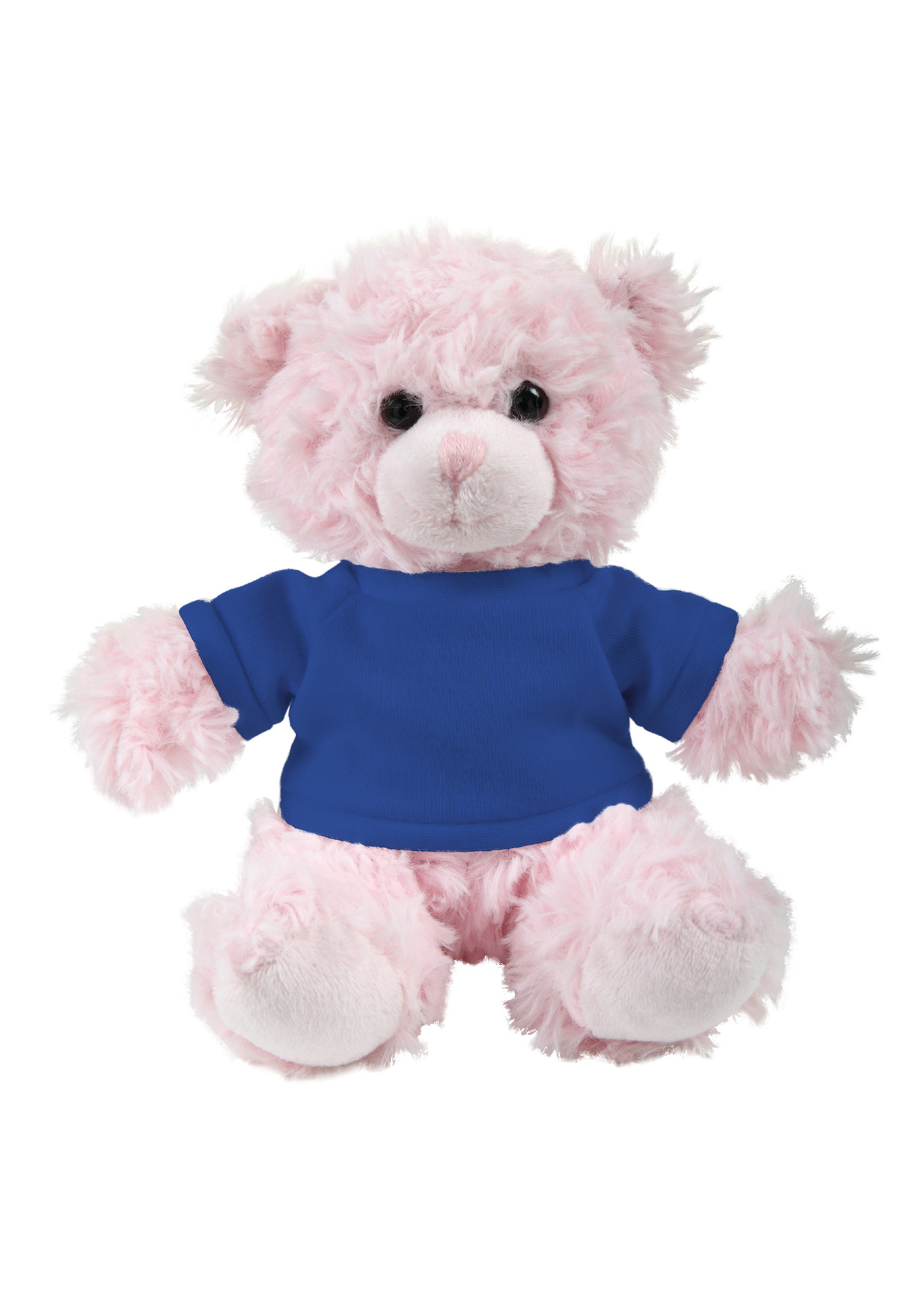 soft plush  Pink Curly Sitting Bear with t-shirt 10