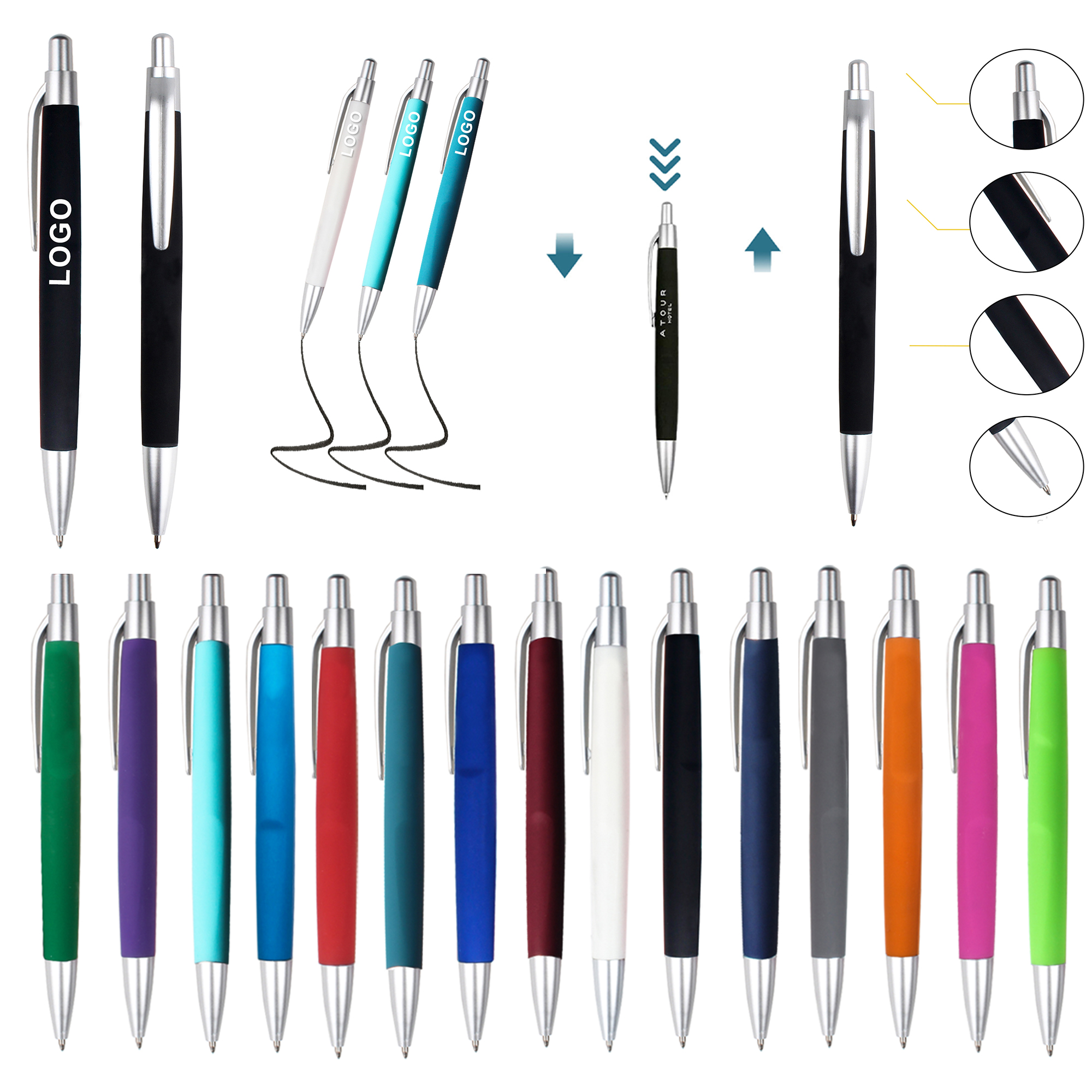 Varied Color Soft Grip Ballpoint Stylus Ball Pen 2