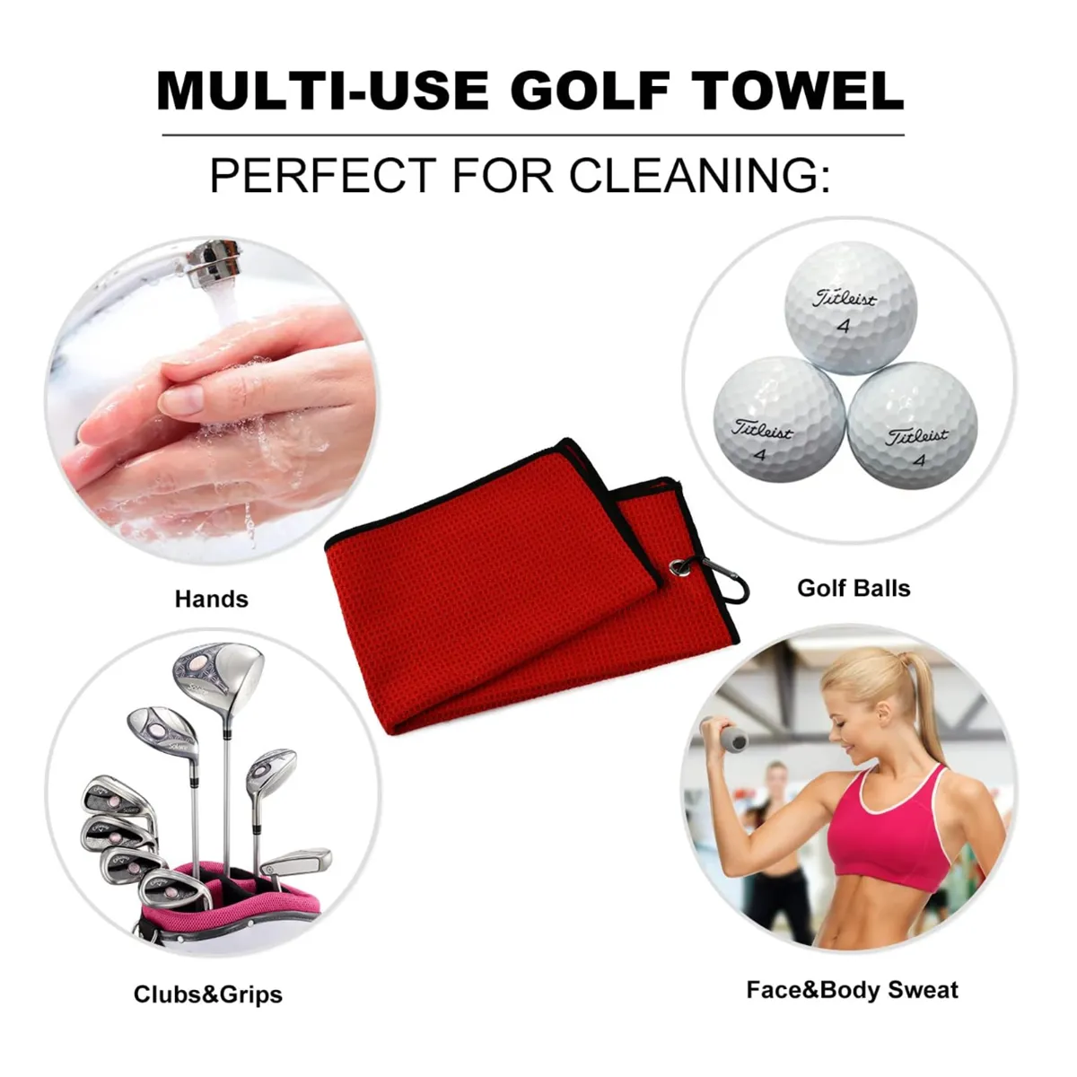 Multipurpose Drying Waffle Pattern Golf Towel With Clip 6