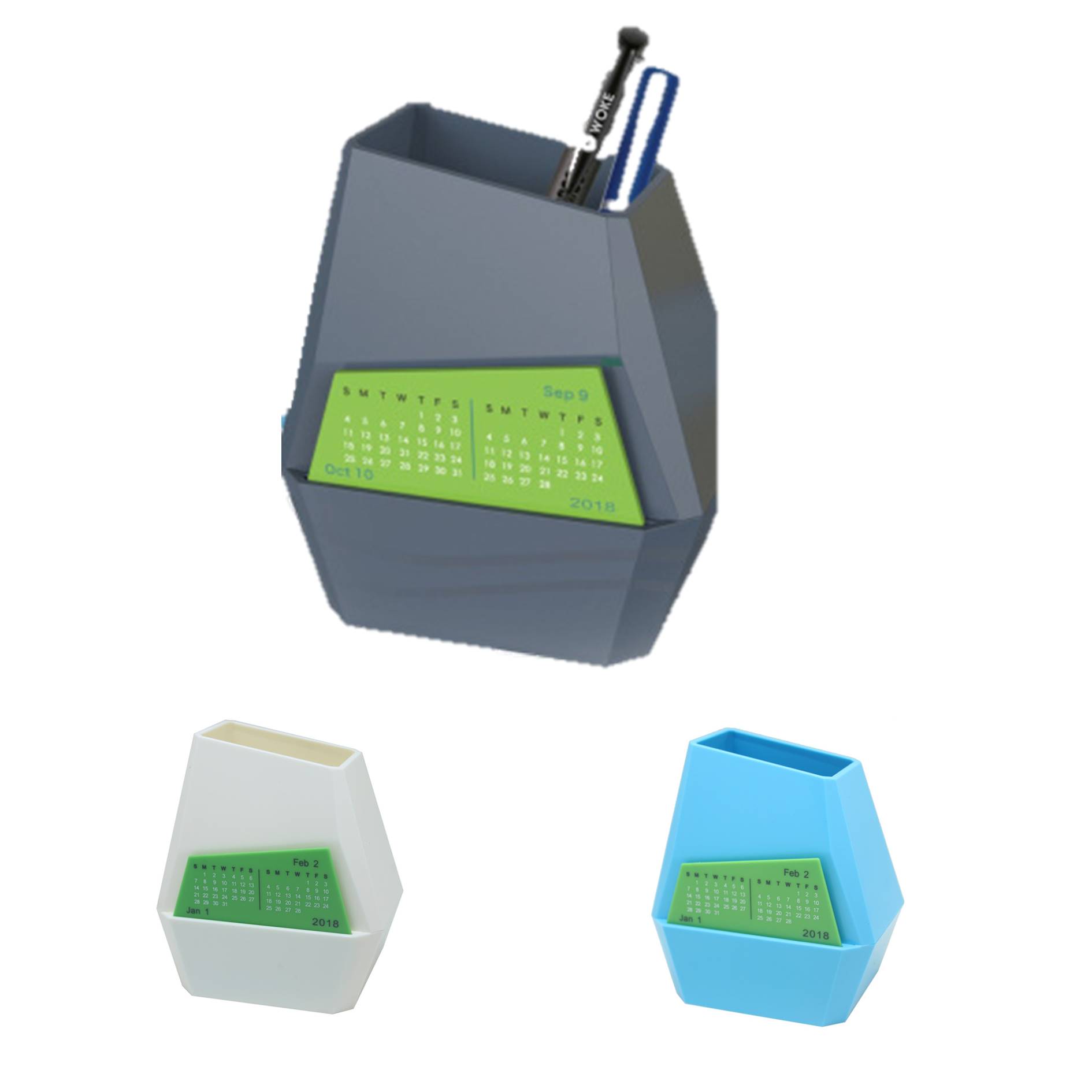 Office Use Irregular Shape Desk Calendar With Pen Holder 3