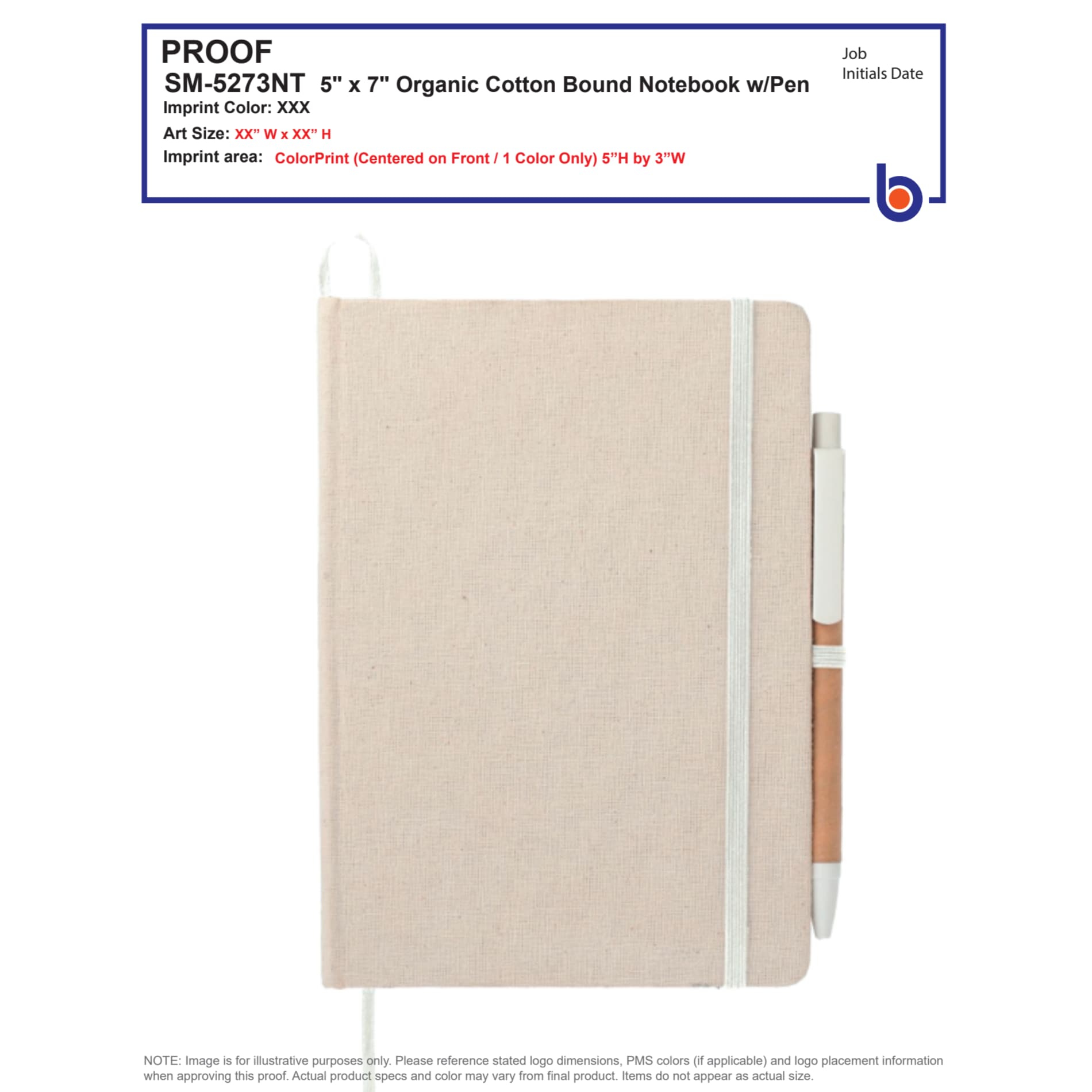 5" x 7" Organic Cotton Bound Notebook w/Pen 13
