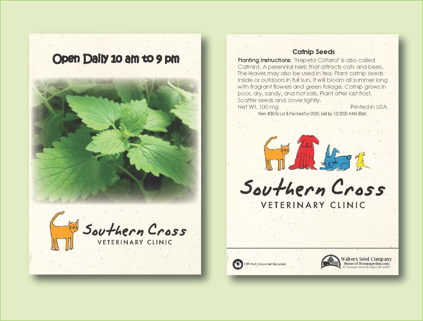 Catnip Seed Packet - Size 3.25" x 4.5"