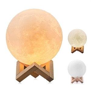 3D Touch Control Moon Lamp with Wooden Stand 3
