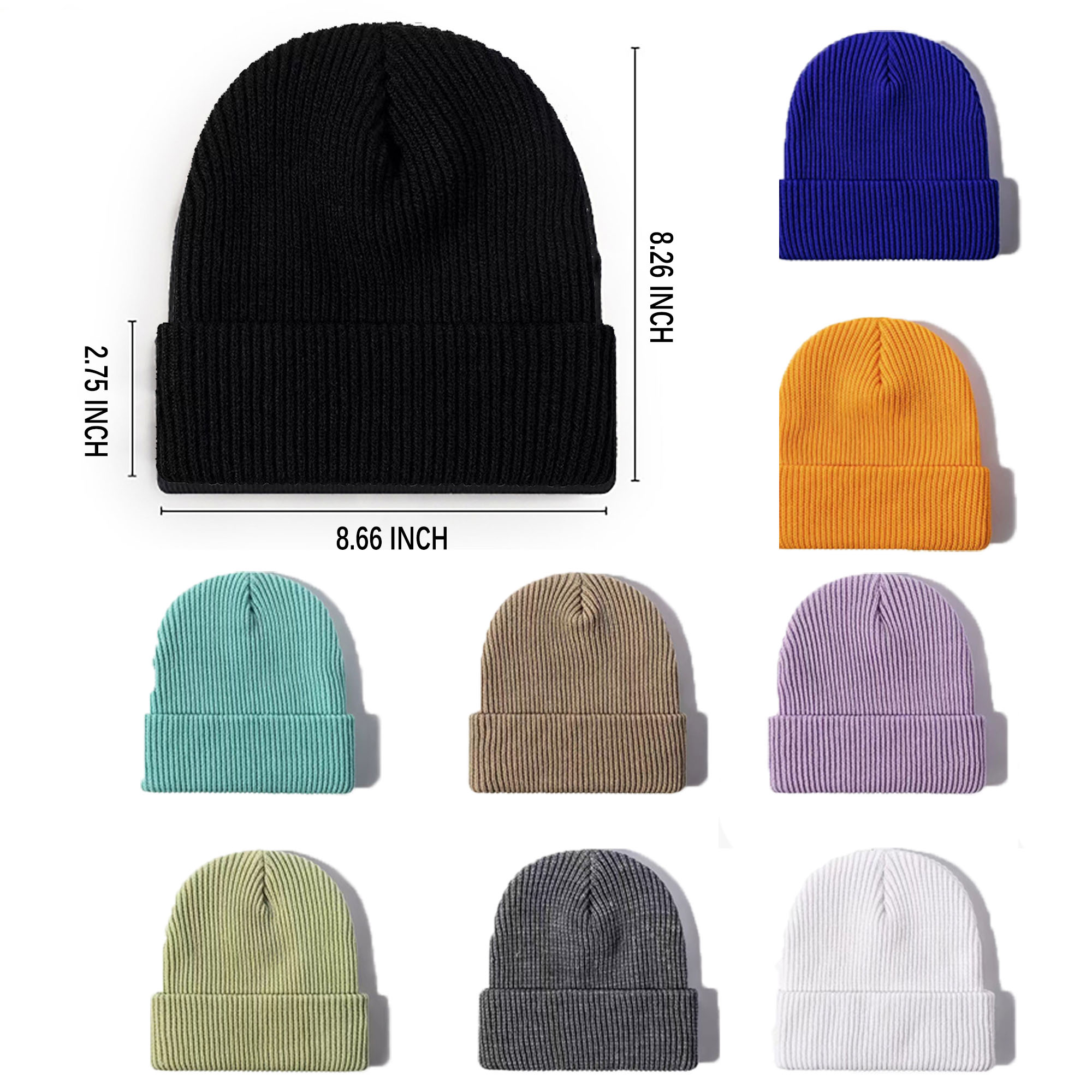 MOQ10 Embroidered Knitted Hat Acrylic Warm Beanie 3