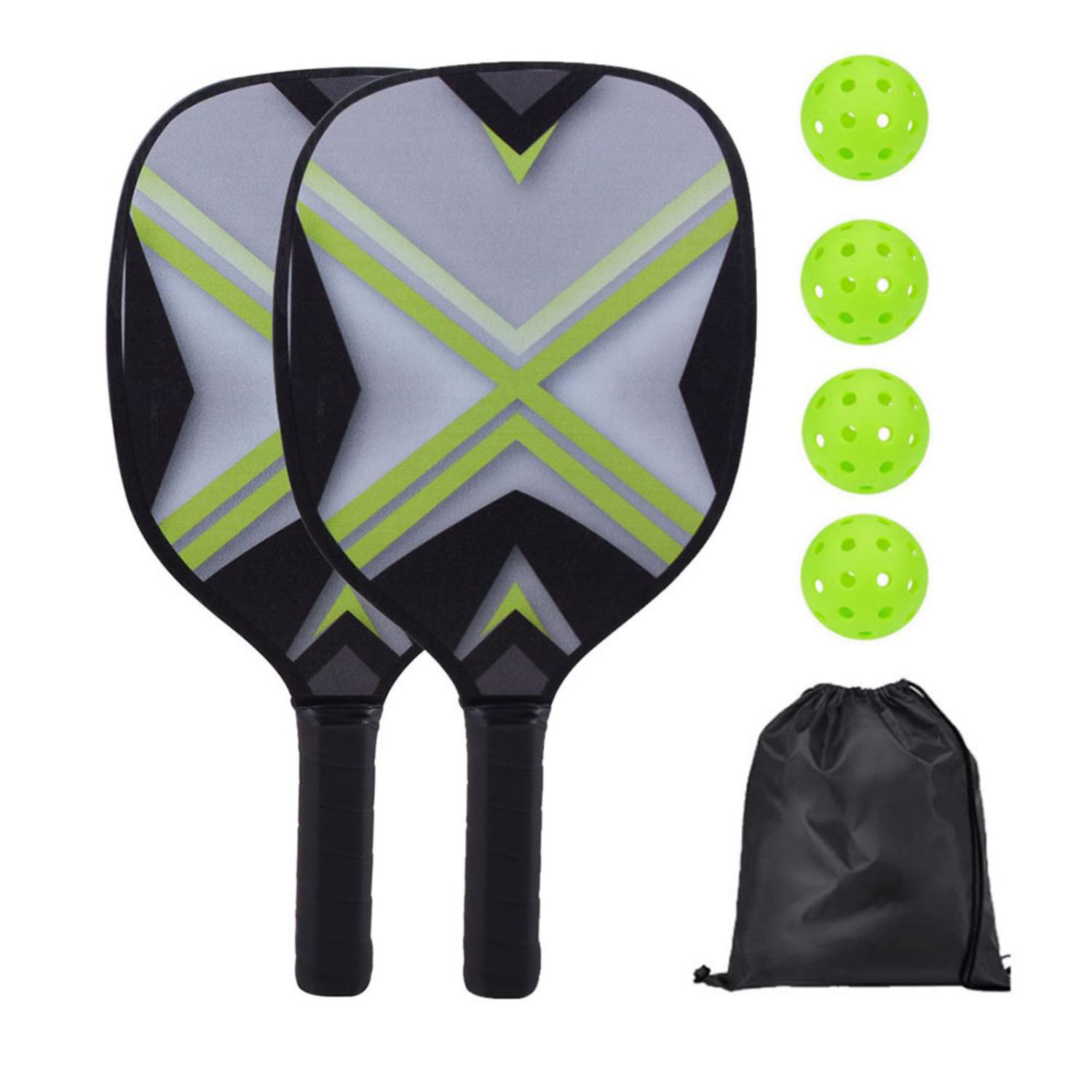 Wooden Pickleball Racket Paddle & Ball Set w/ Drawstring Bag 3