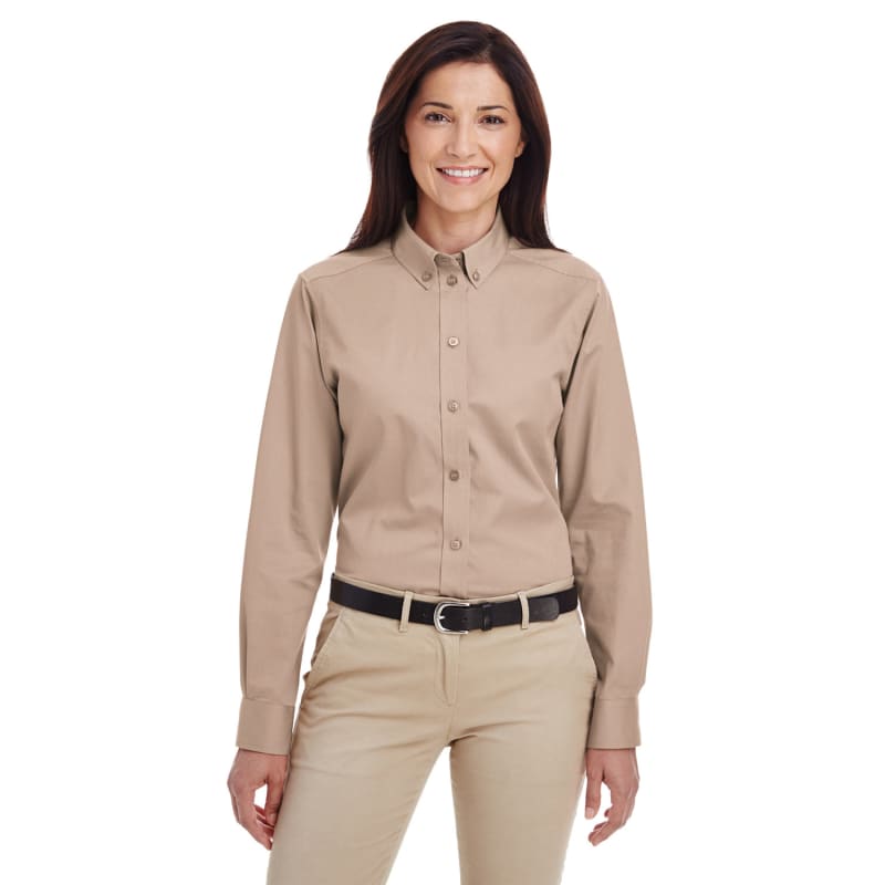 Harriton Ladies' Foundation 100% Cotton Long-Sleeve Twill Shirt With Teflon™ 12