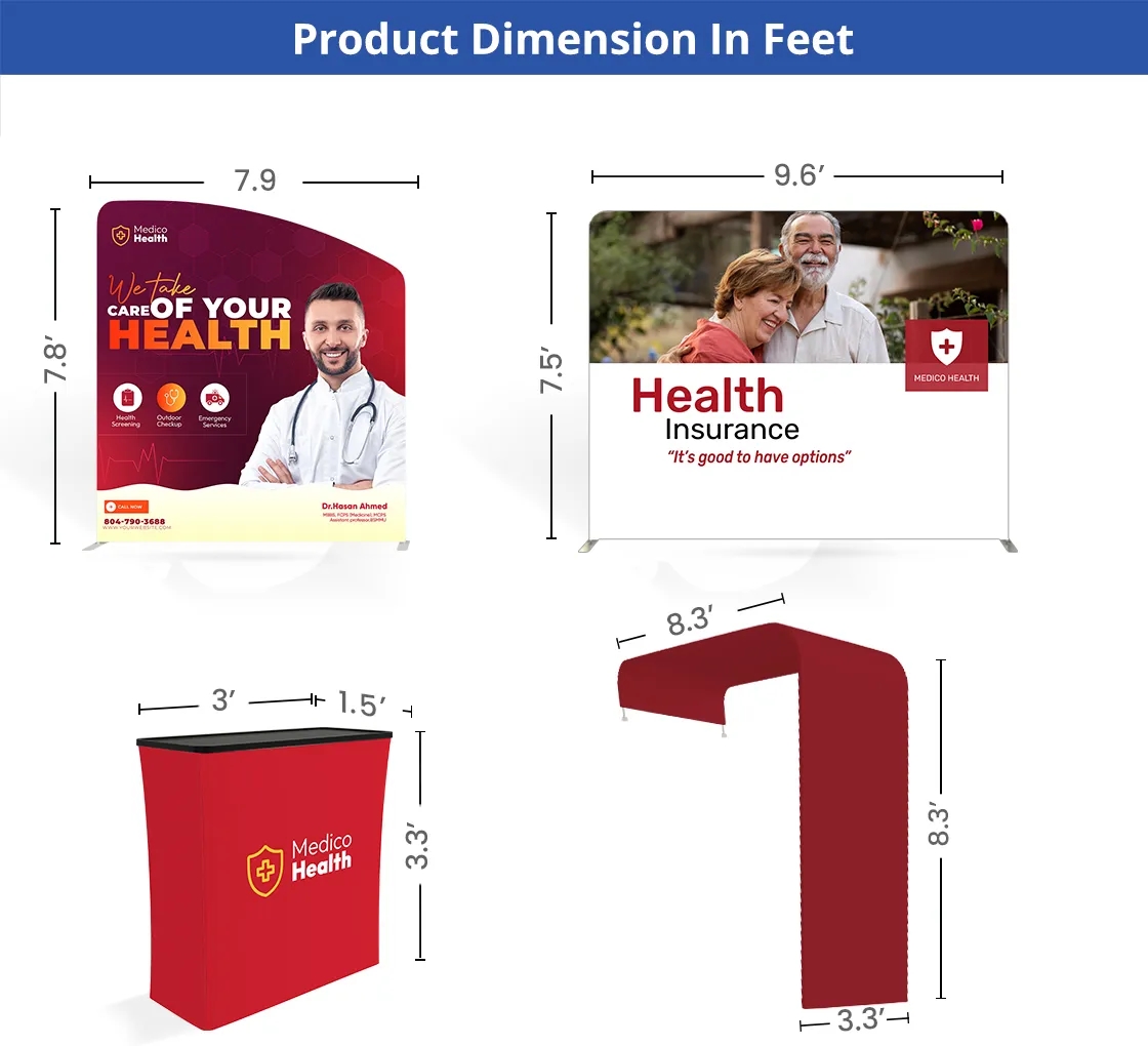 20ft Inline Trade Show Booth - Full Graphic Wall Setup 12