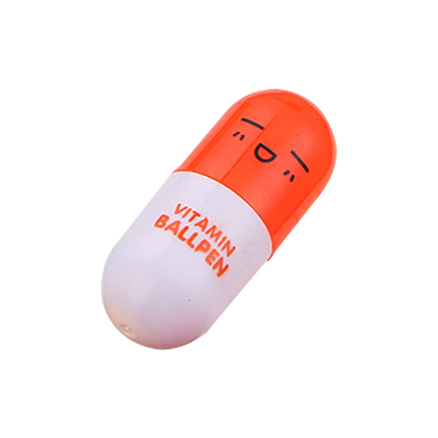 Retractable Capsule Shape Ballpoint Pen w/ Smiling Face 8