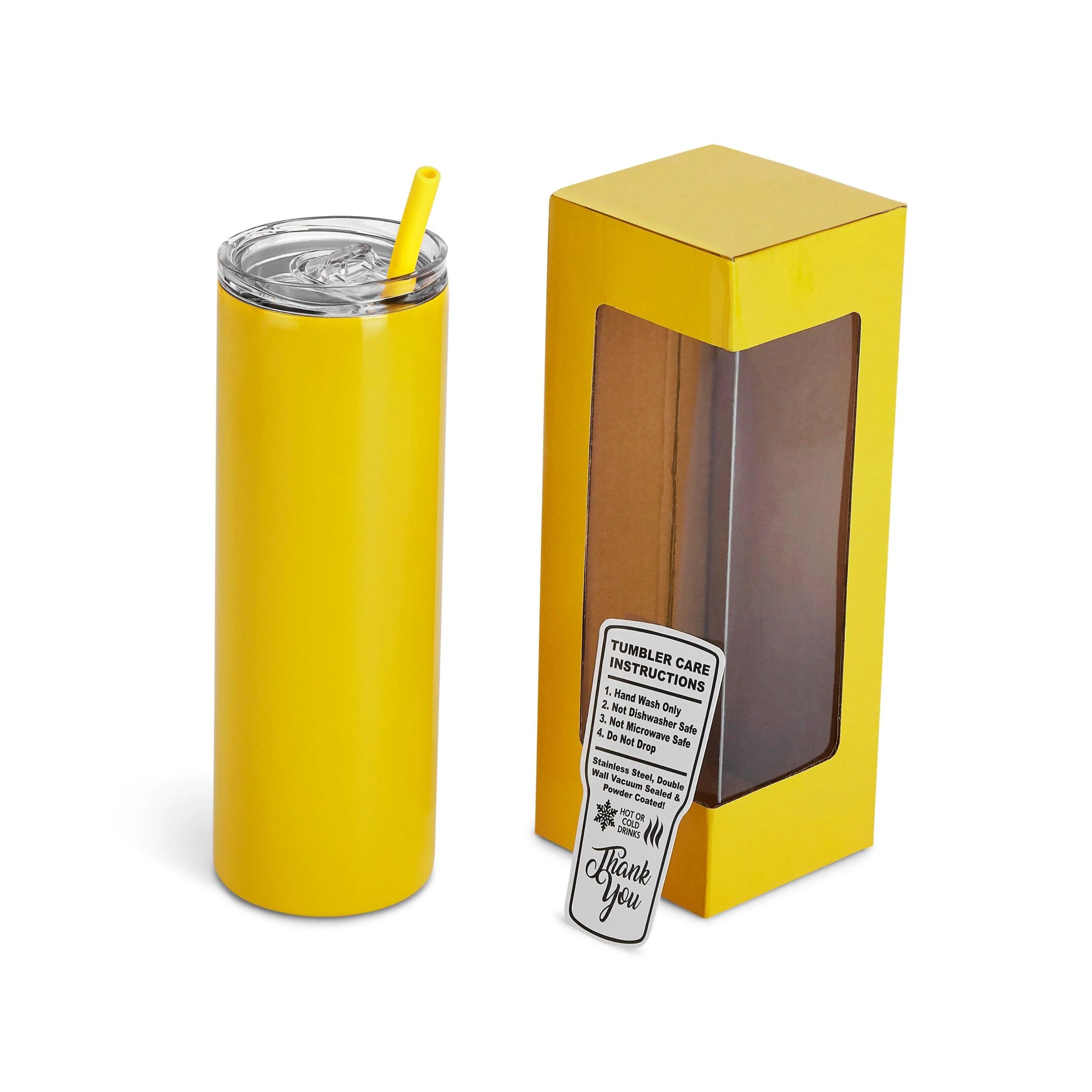 20 oz Unbranded Skinny Stainless Steel Tumbler w/ Color Matched Window Display Gift Box 4