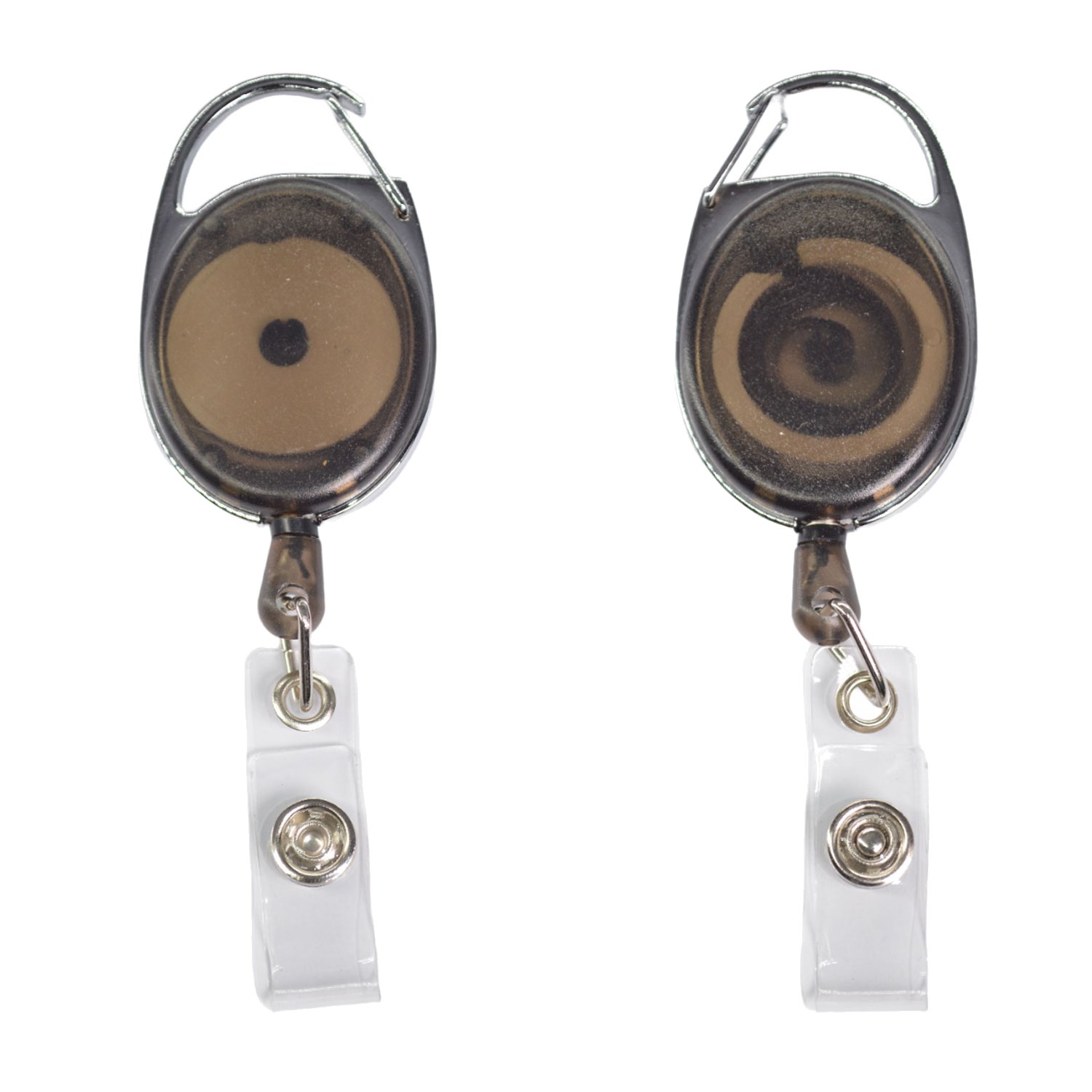 Both Side Flat Transparent Oval Carabiner Badge Reel