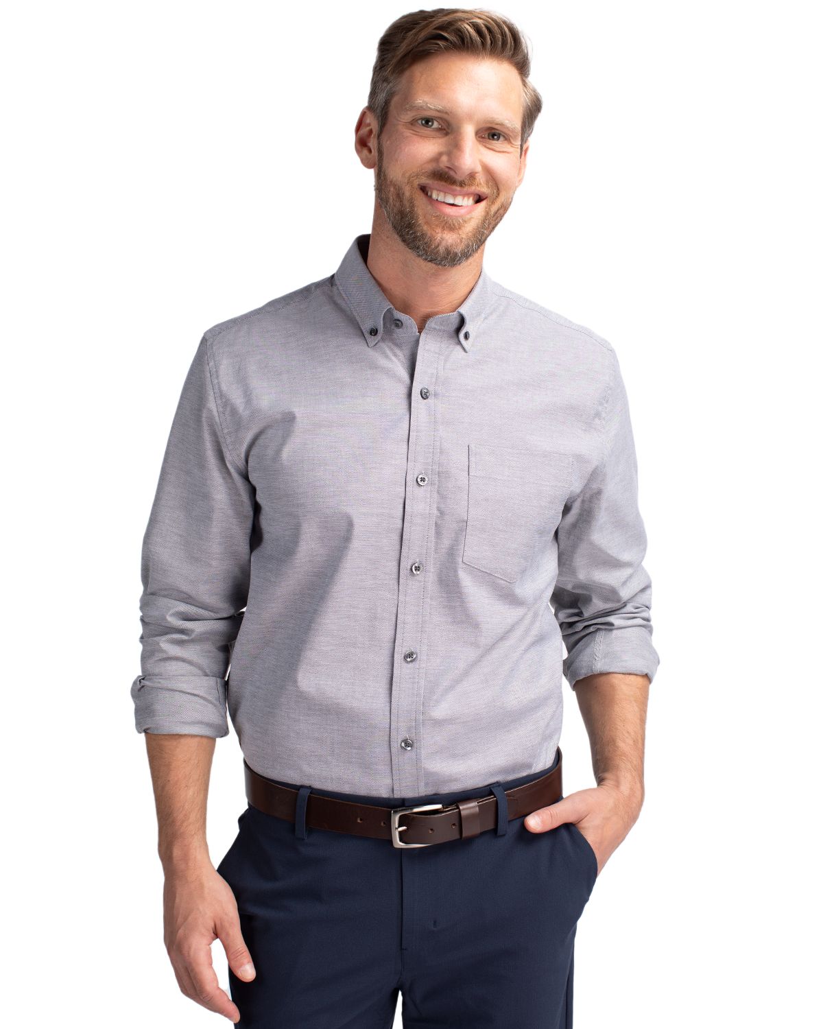 Stretch Oxford Mens Long Sleeve Dress Shirt
