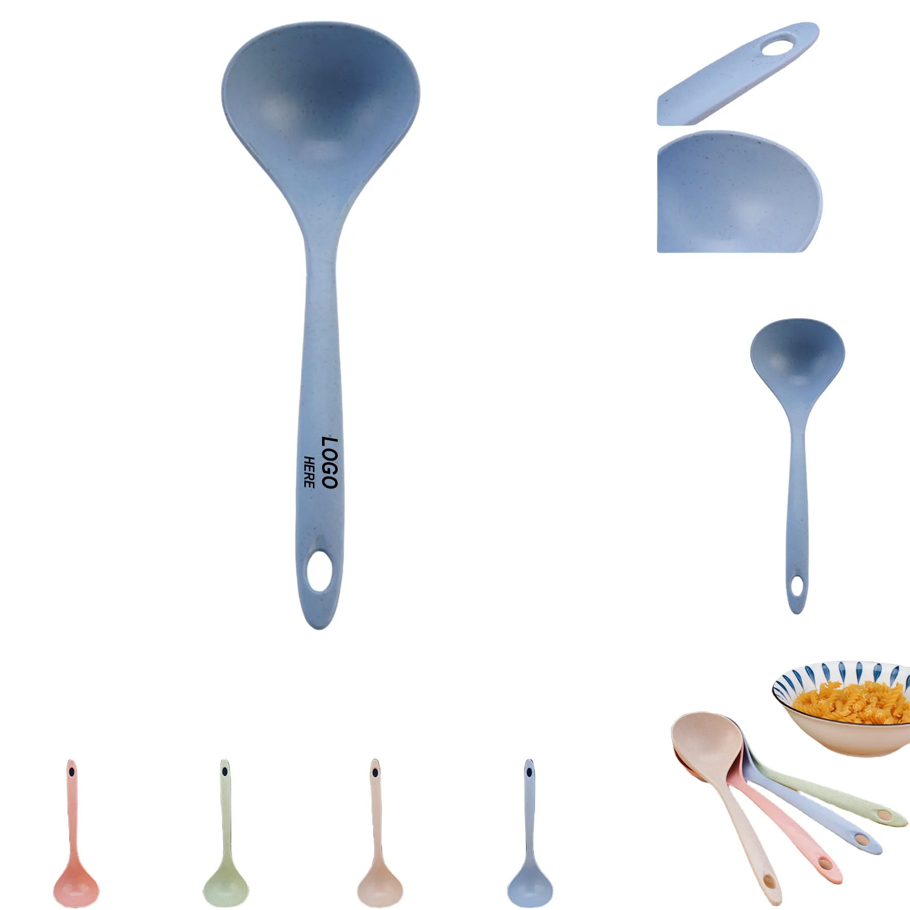 Eco-Friendly Wheat Straw Long-Handle Hanging Soup Ladle 8