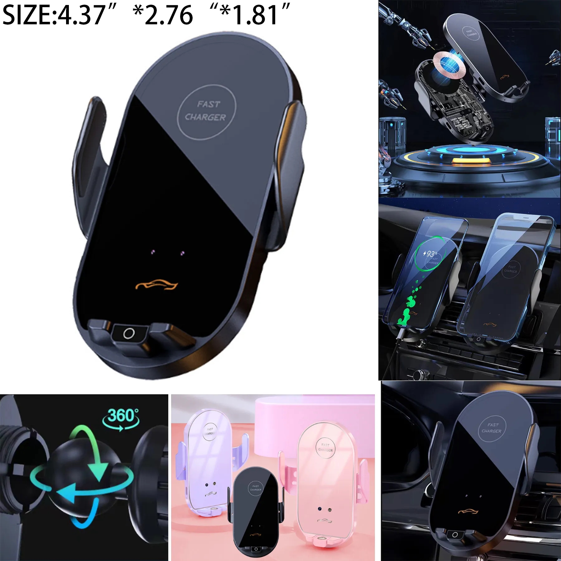 66W Fast Wireless Charging W/ Car Phone Mount 4