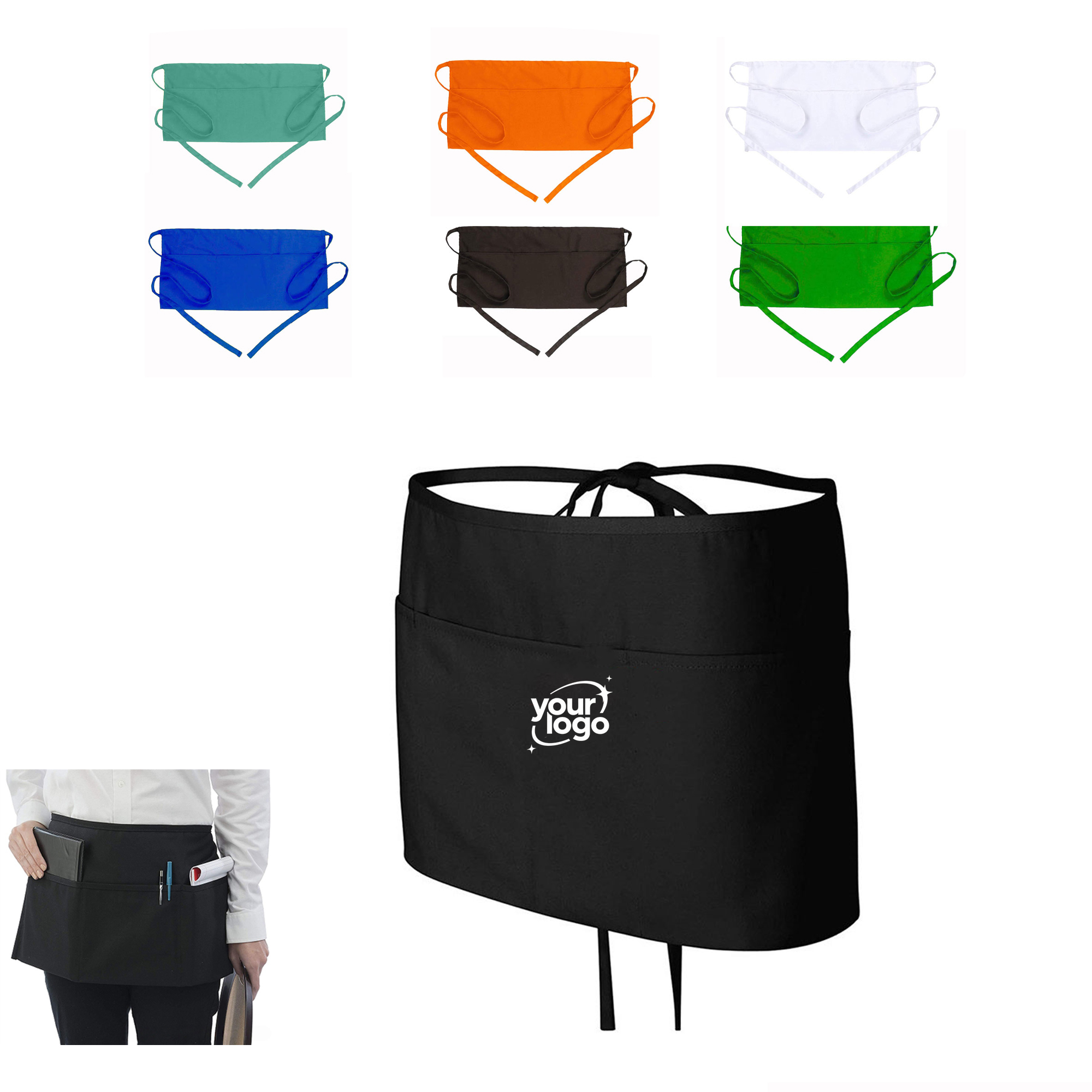 Customized Waist Apron With 3 Pockets 6
