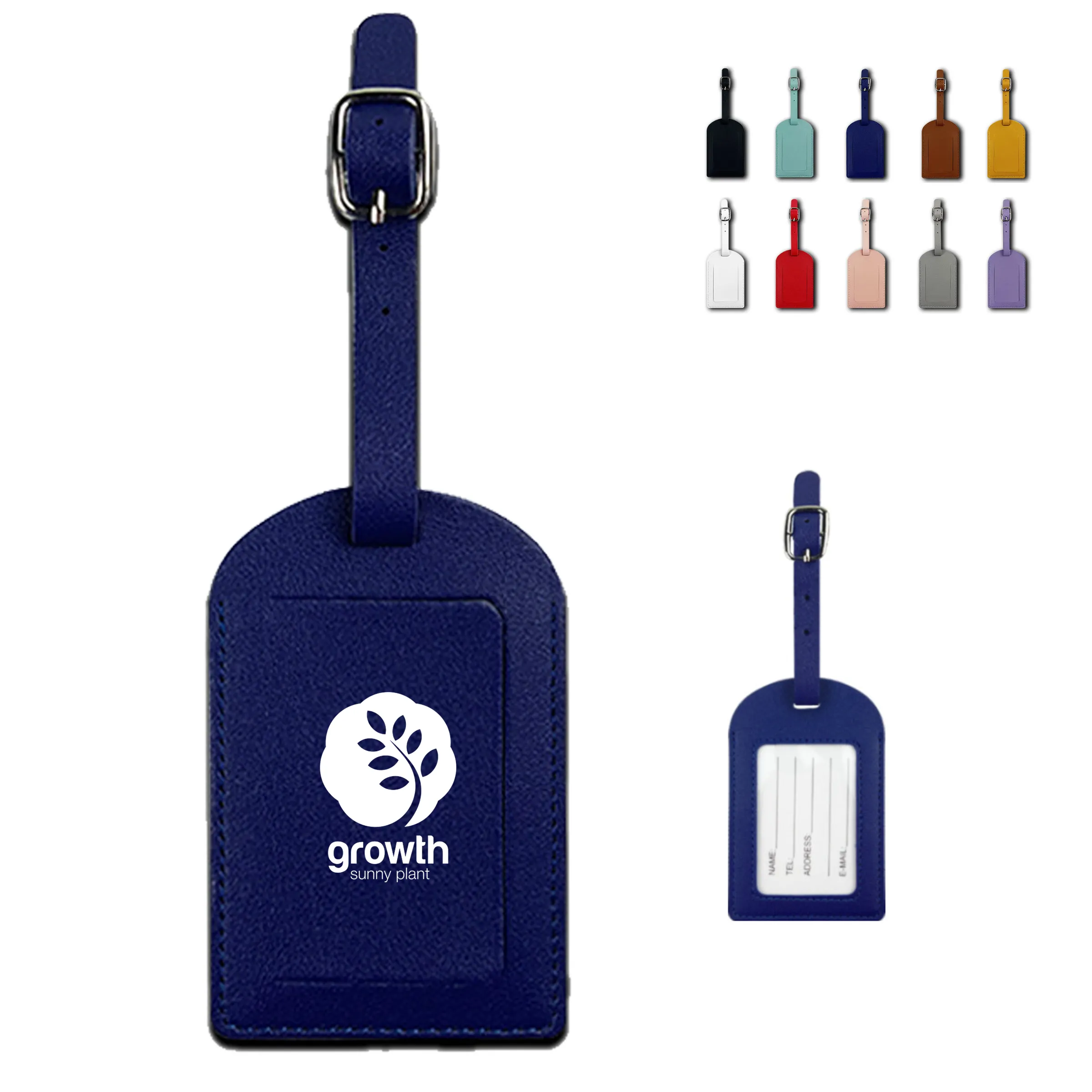 Flap PU Leather Luggage Tag With Signature Paper Inside 3