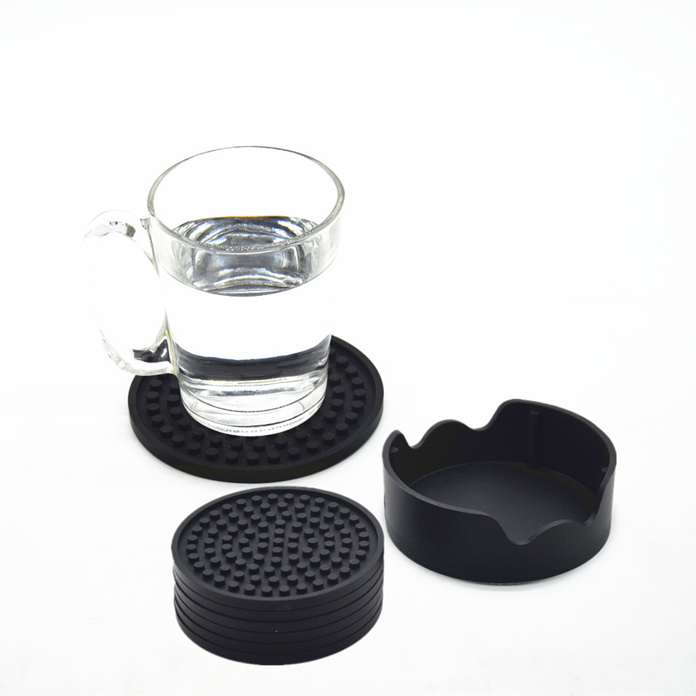 Silicone Drink Coaster with Holder Set of 6 8