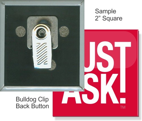 Bulldog Clip 2 Inch Square Button 1