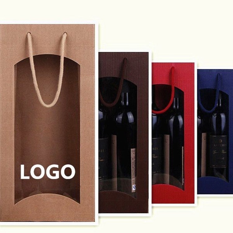 Paper Wine Bottle Bag Carry Bag/ Gift Bag - Holds 2 Bottles 2