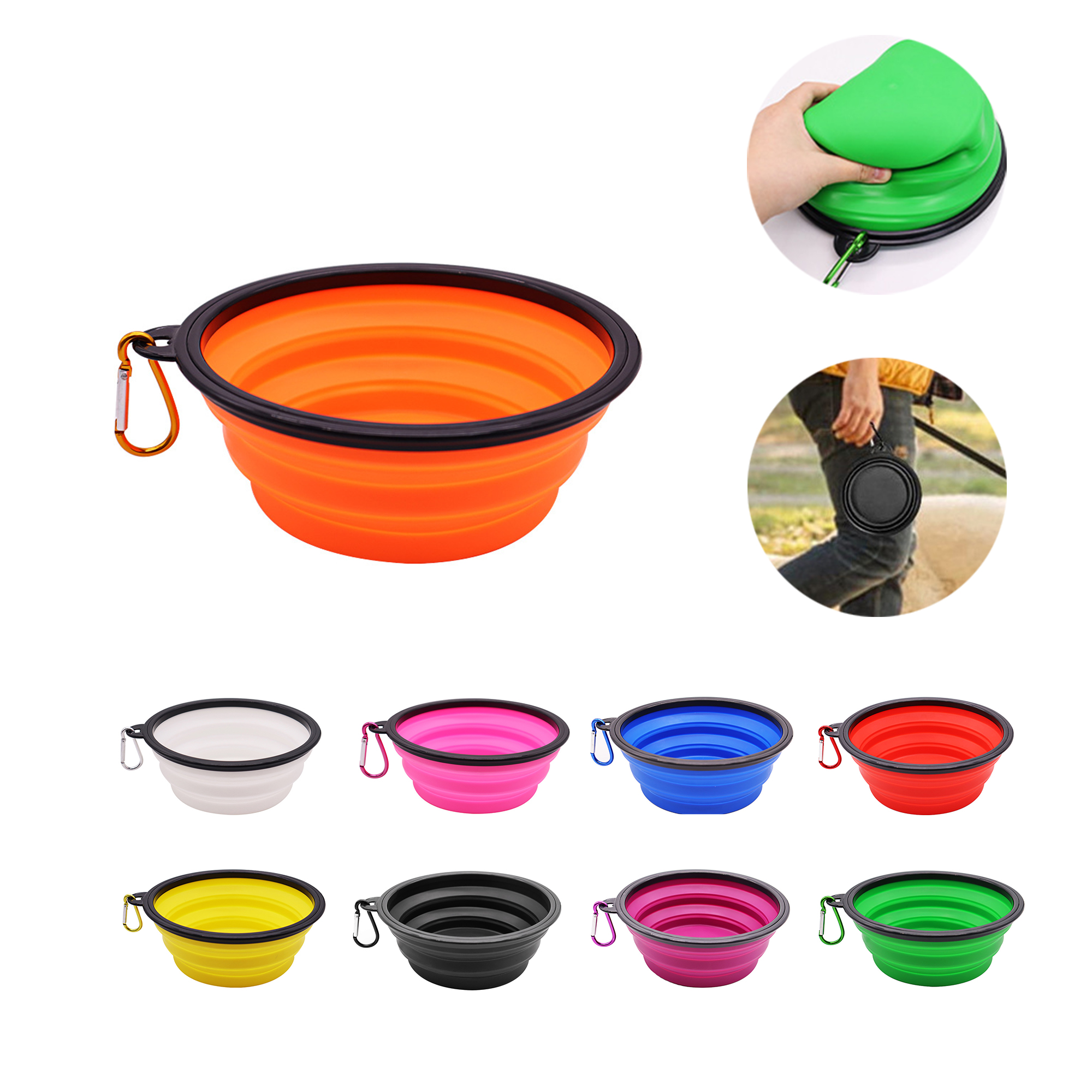 Foldable Pet Dog Bowl With Carabiner MOQ 50 PCS 4