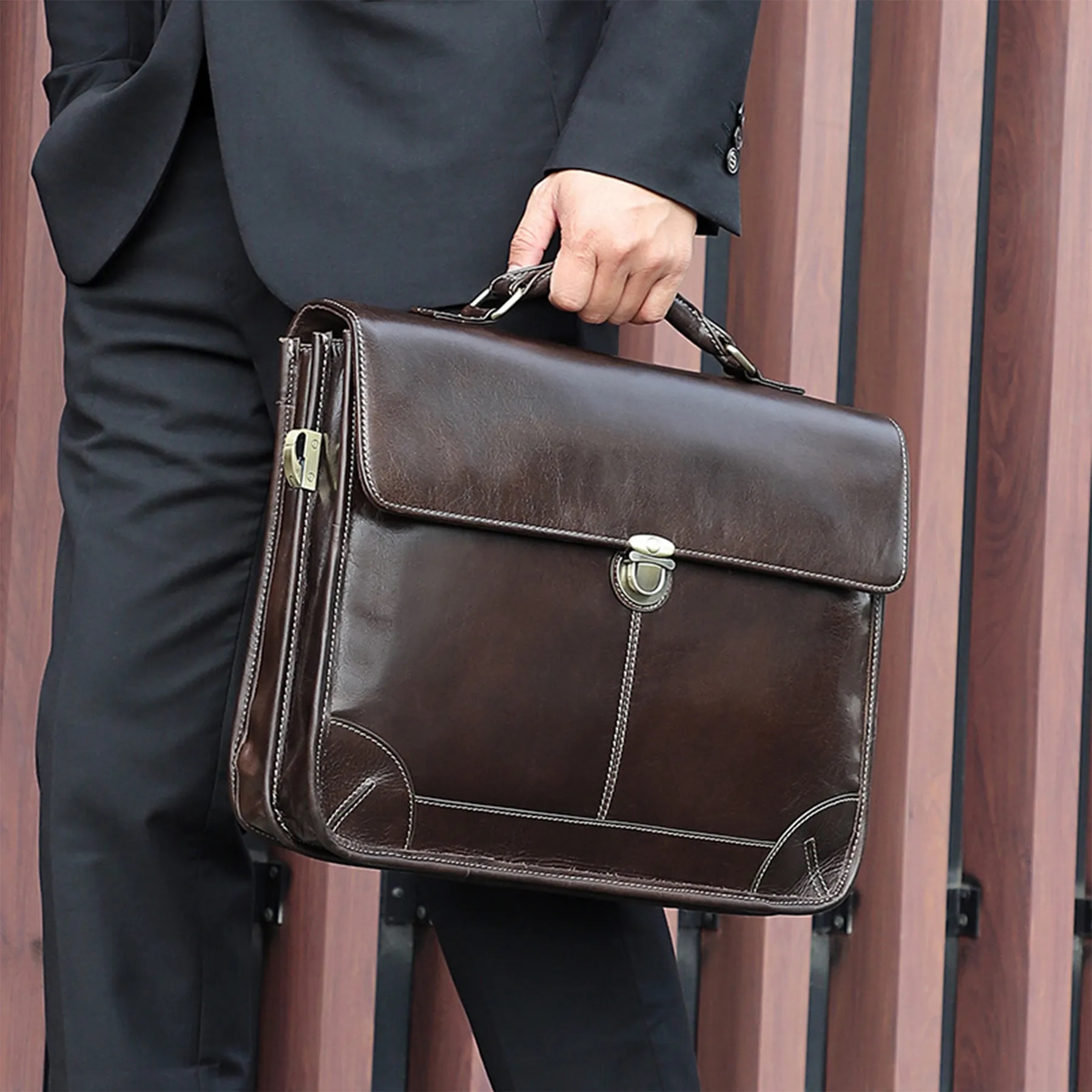 Genuine Leather Briefcase for Men 2