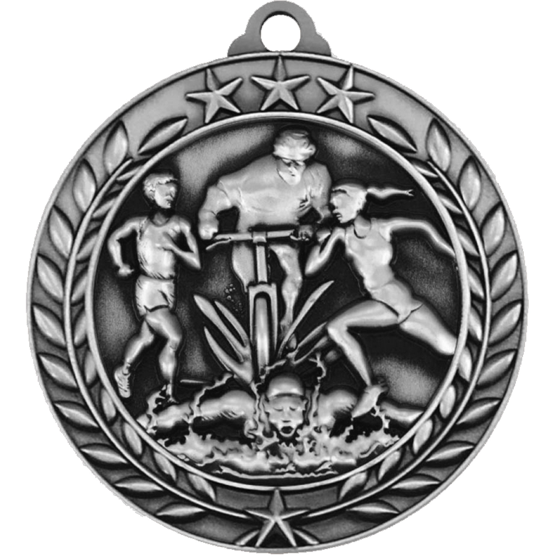 Stock Small Academic & Sports Laurel Medals: Triathlon 4