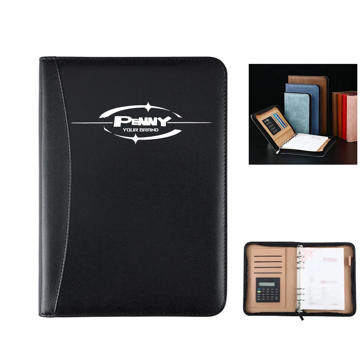 A5 Zippered Business Portfolio Notebook Bag with Calculator 2