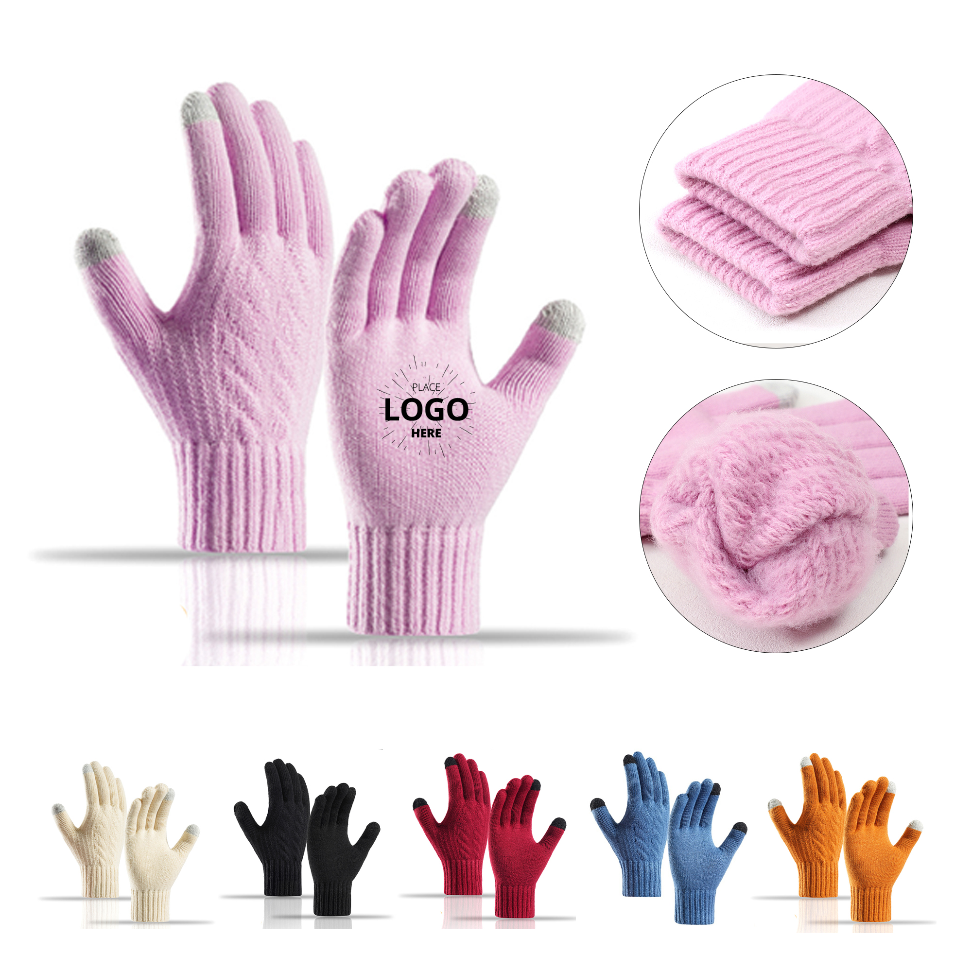 Anti Slip Palm Winter Warm Knit Touchscreen Gloves 2