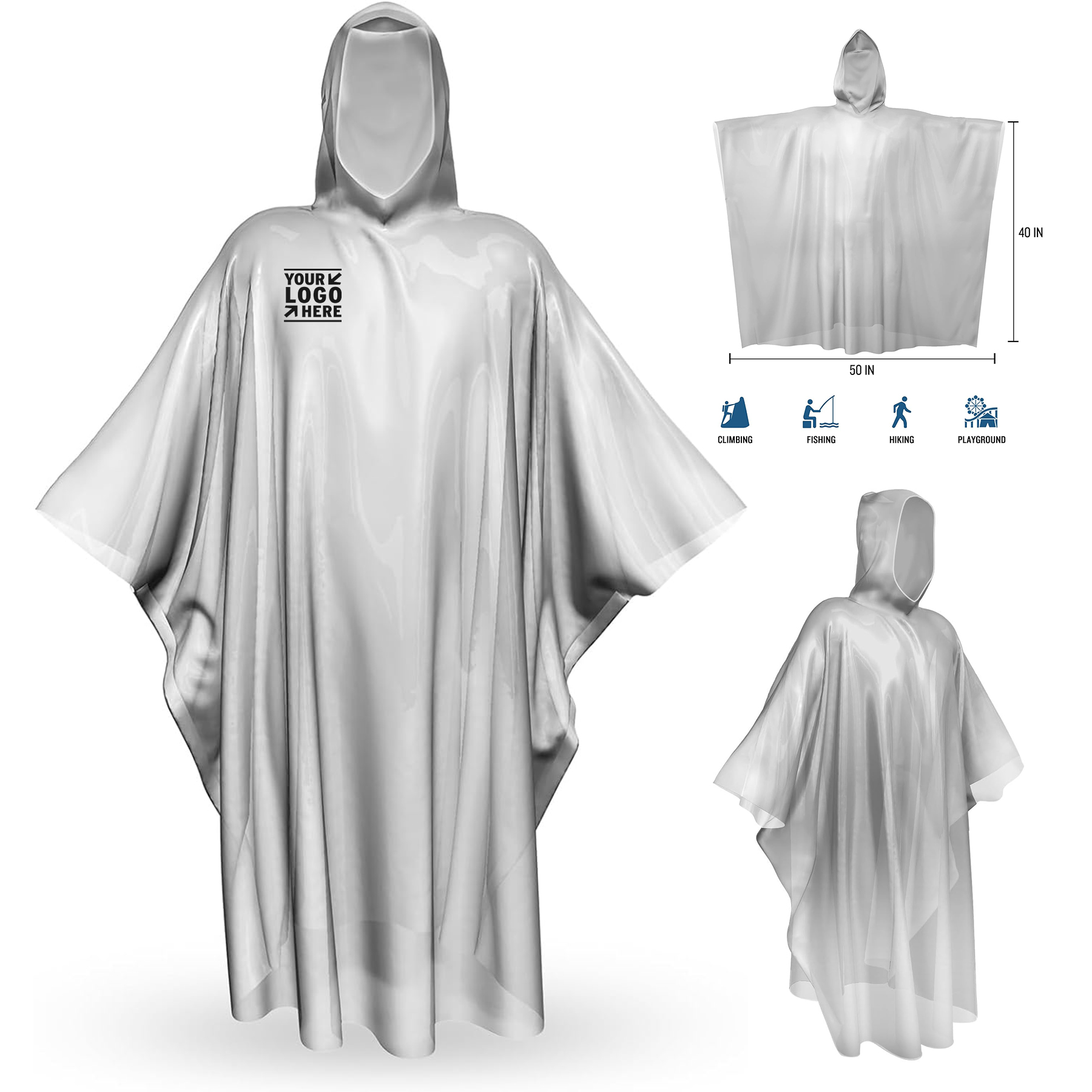 Transparent Waterproof Disposable Rain Poncho Travel Hiking Thick Emergency Raincoat 2